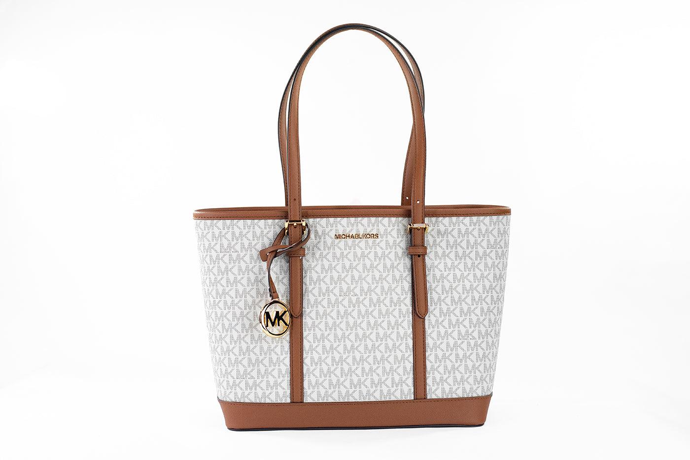 Michael Kors Jet Set Travel Small Ivory Pvc Shoulder Tote Handbag Bag Purse in Black Lyst UK