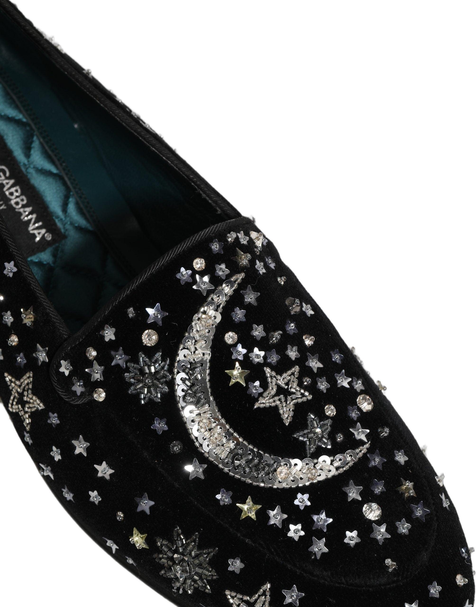 Dolce & Gabbana Black Crystal Embellished Loafers Dress Men\'s Shoes Dolce & Gabbana Black Sequin Embellished Mens Lace Up Dress  main image 2