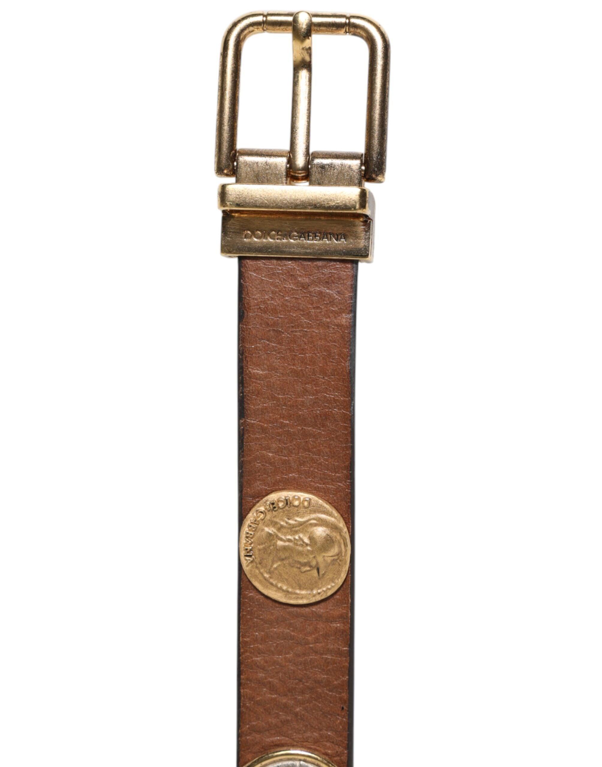Dolce & Gabbana Coin Detail Leather Belt in Brown for Men | Lyst