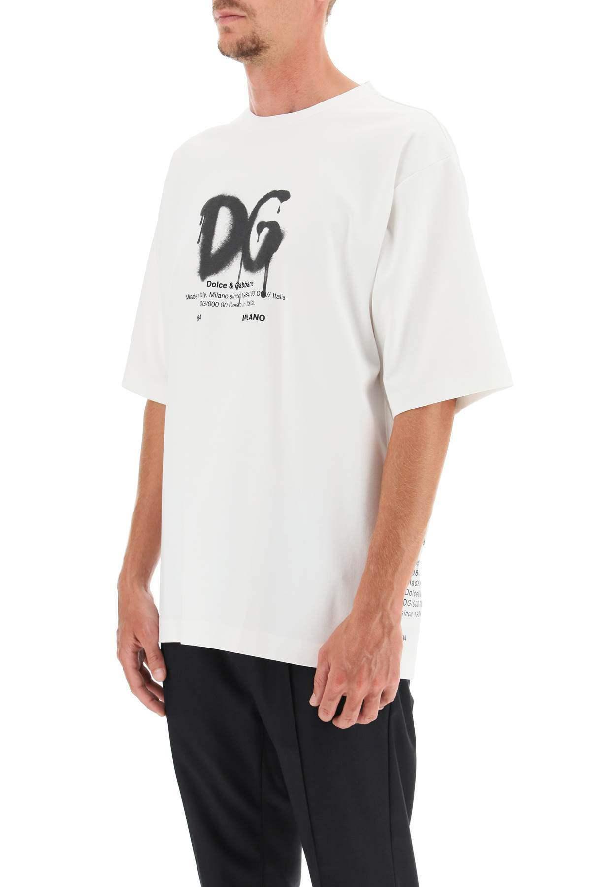 Dolce & Gabbana Spray Logo Oversize T-shirt in White for Men | Lyst