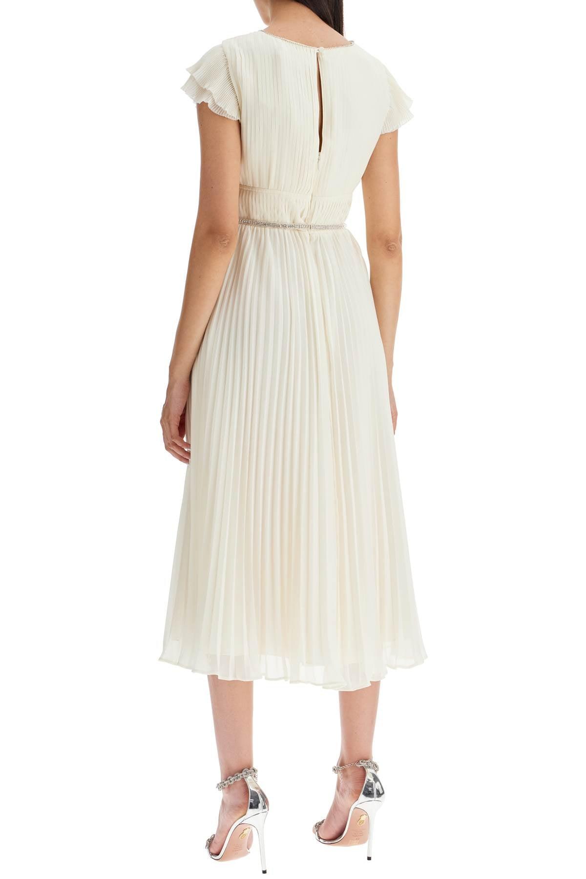 Self-Portrait Midi Pleated Chiffon Dress in White | Lyst Self-Portrait Midi Pleated Chiffon Dress in White | Lyst