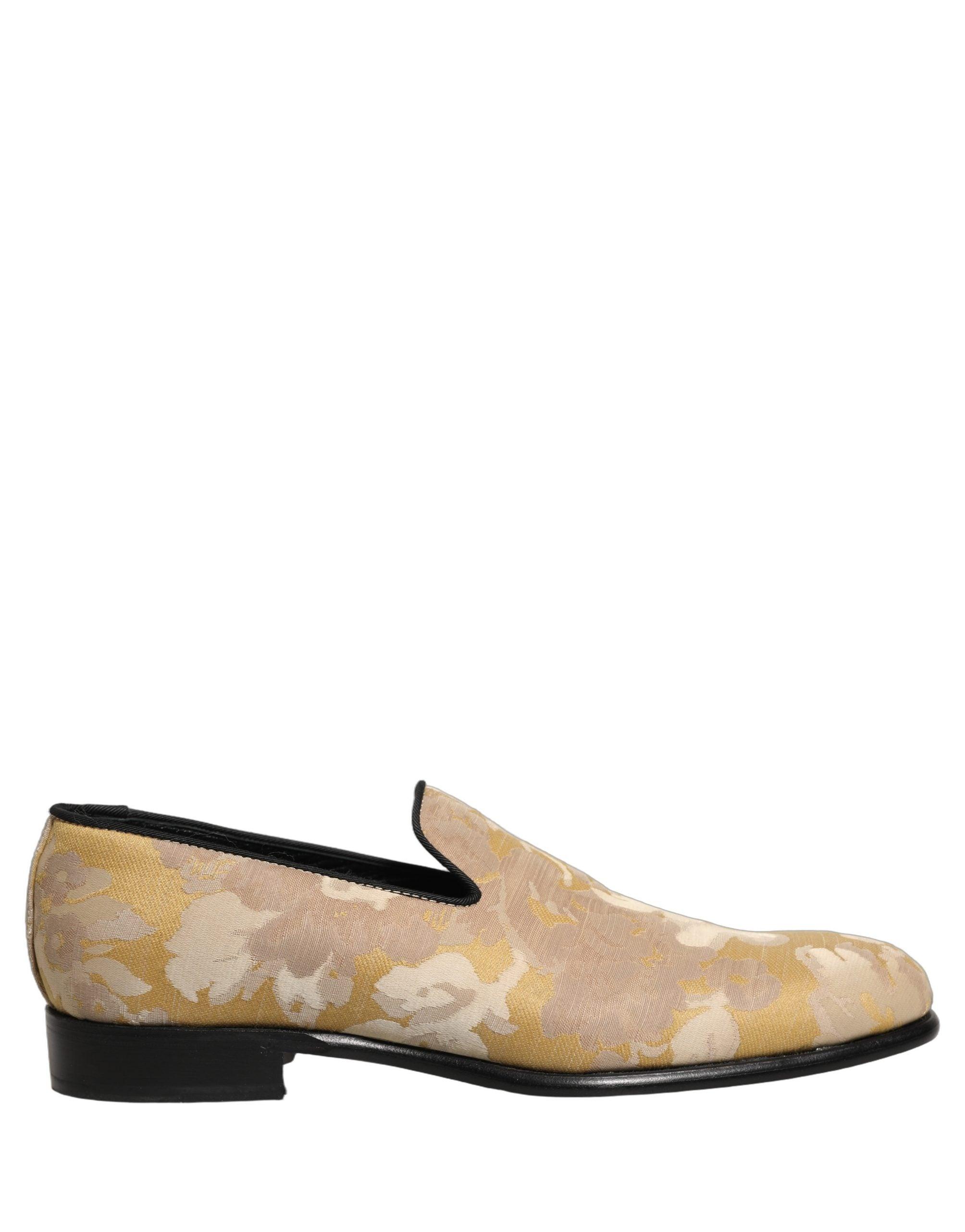 Dolce & Gabbana Gold Floral Print Jacquard Men Loafers Shoes  display picture 1