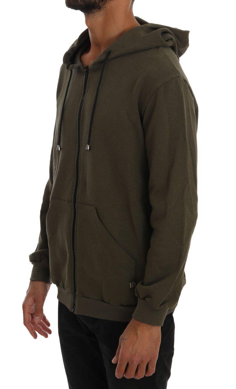 Daniele Alessandrini Men Black Hoodie 100% Cotton Full Zip Casual Hooded Sweater