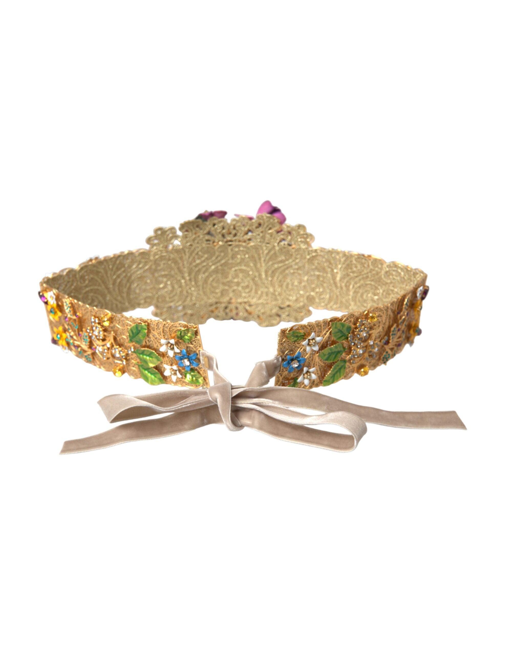 Dolce & Gabbana Gold Tone Brass Fruity Crystal Embellished Waist Chain Belt Dolce & Gabbana Silver Gold Brass Embellished Waist Chain  main image 2