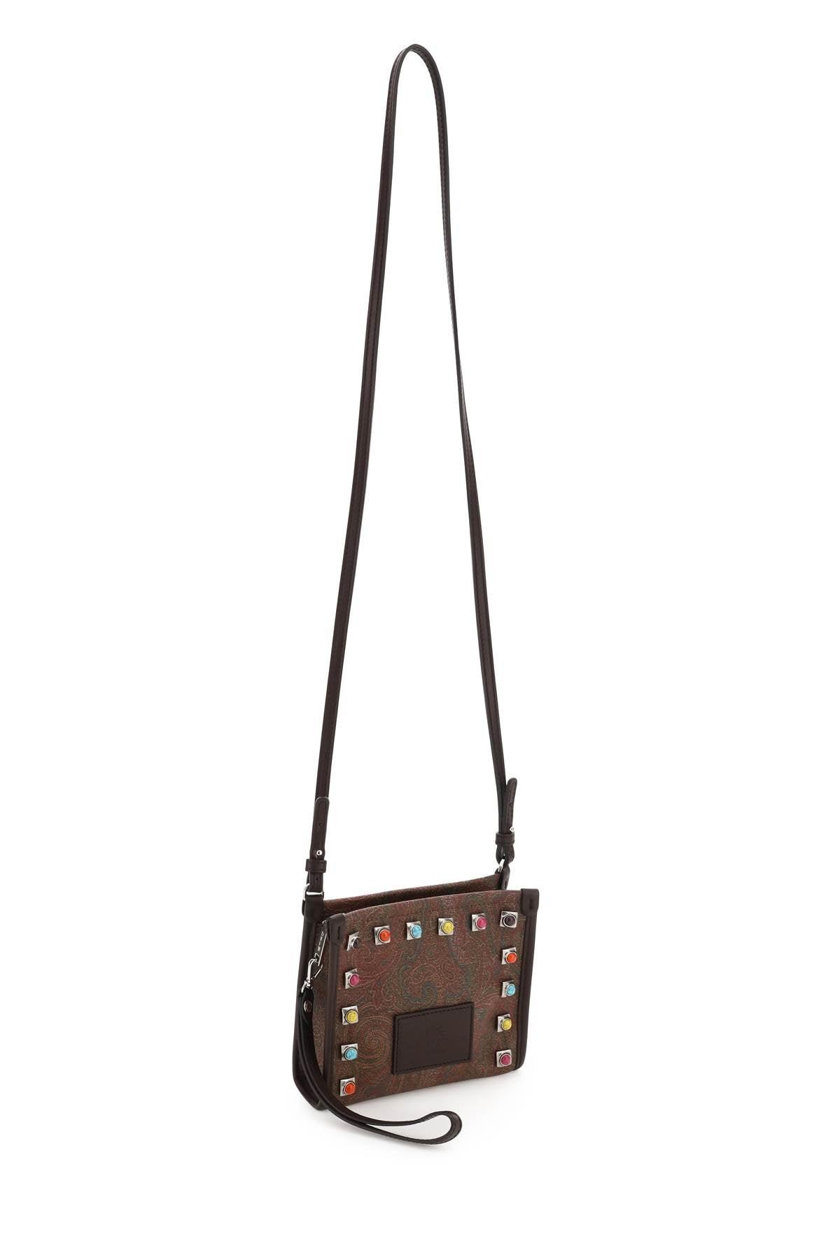 Womens Shoulder bags Etro Shoulder bags - Save 19% Etro Leather Paisley Crossbody Bag With Studs & Stones in Red Brown 