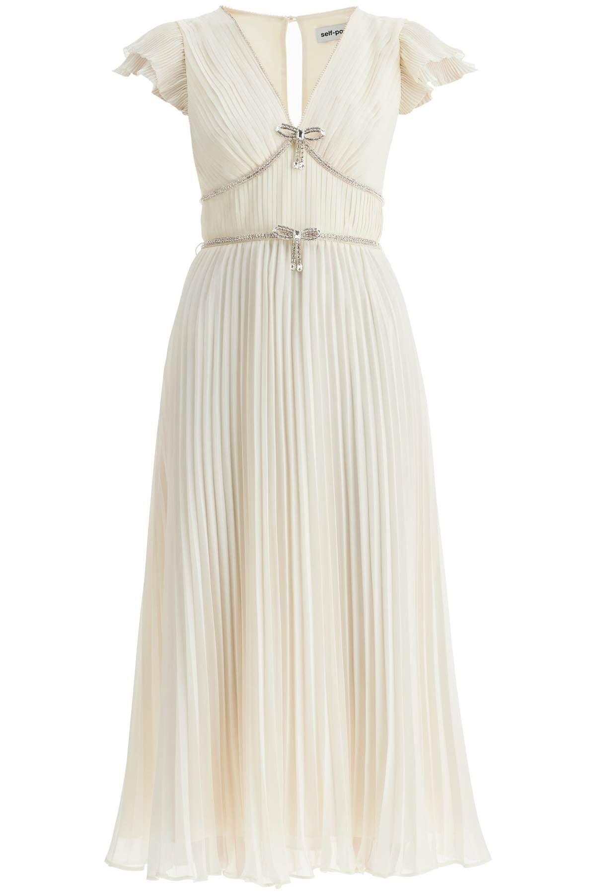 open lace back dress Chiffon Pleated Dress SELF PORTRAIT Kids Azzurro