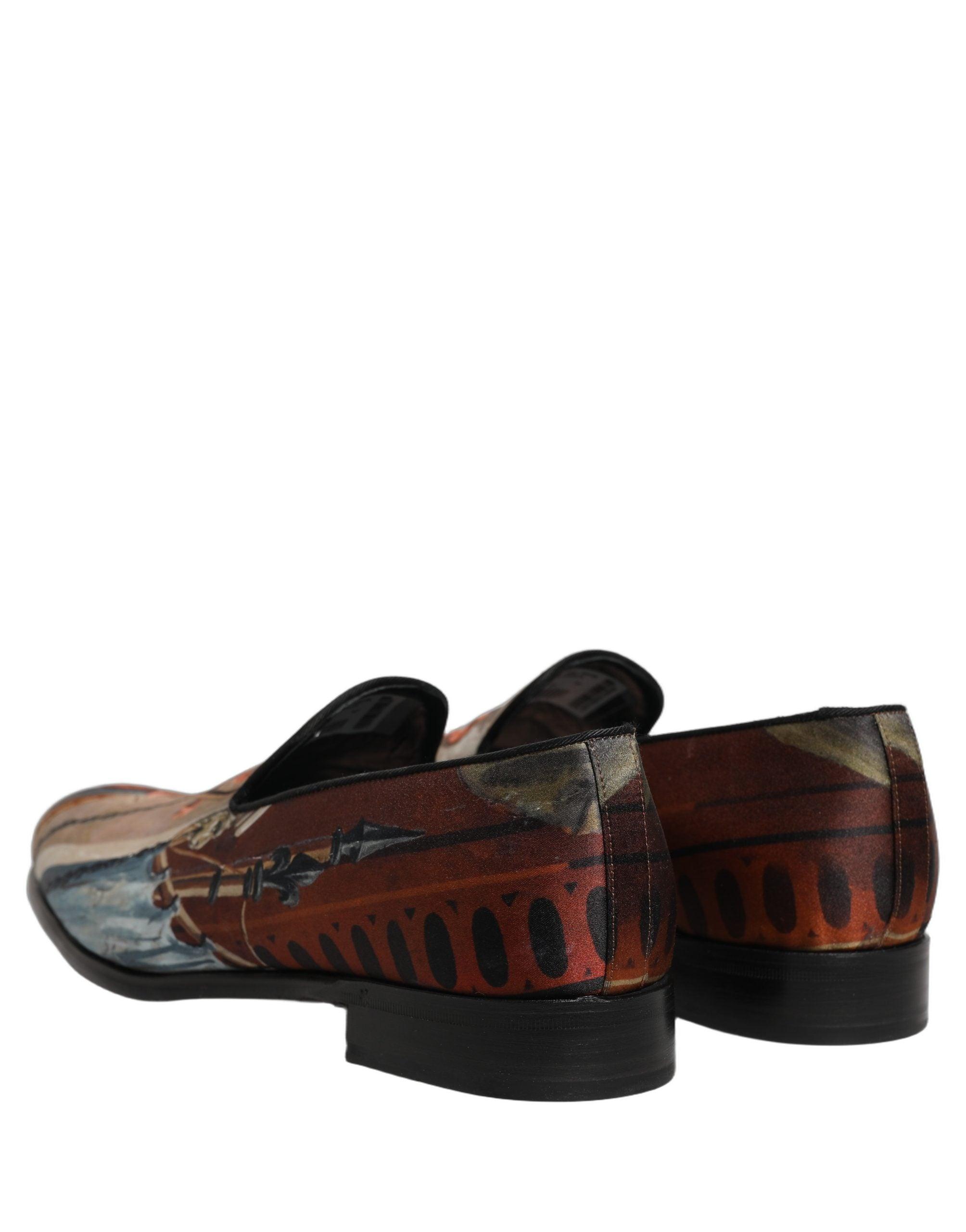 Dolce & Gabbana Multicolor Lion Print Slip On Loafers Shoes  display picture 1