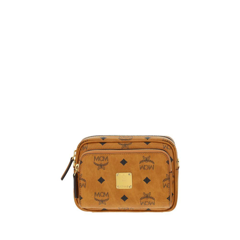 MCMショルダー バッグ Small Rockstar Vanity Case in Gold Studded Visetos Cognac