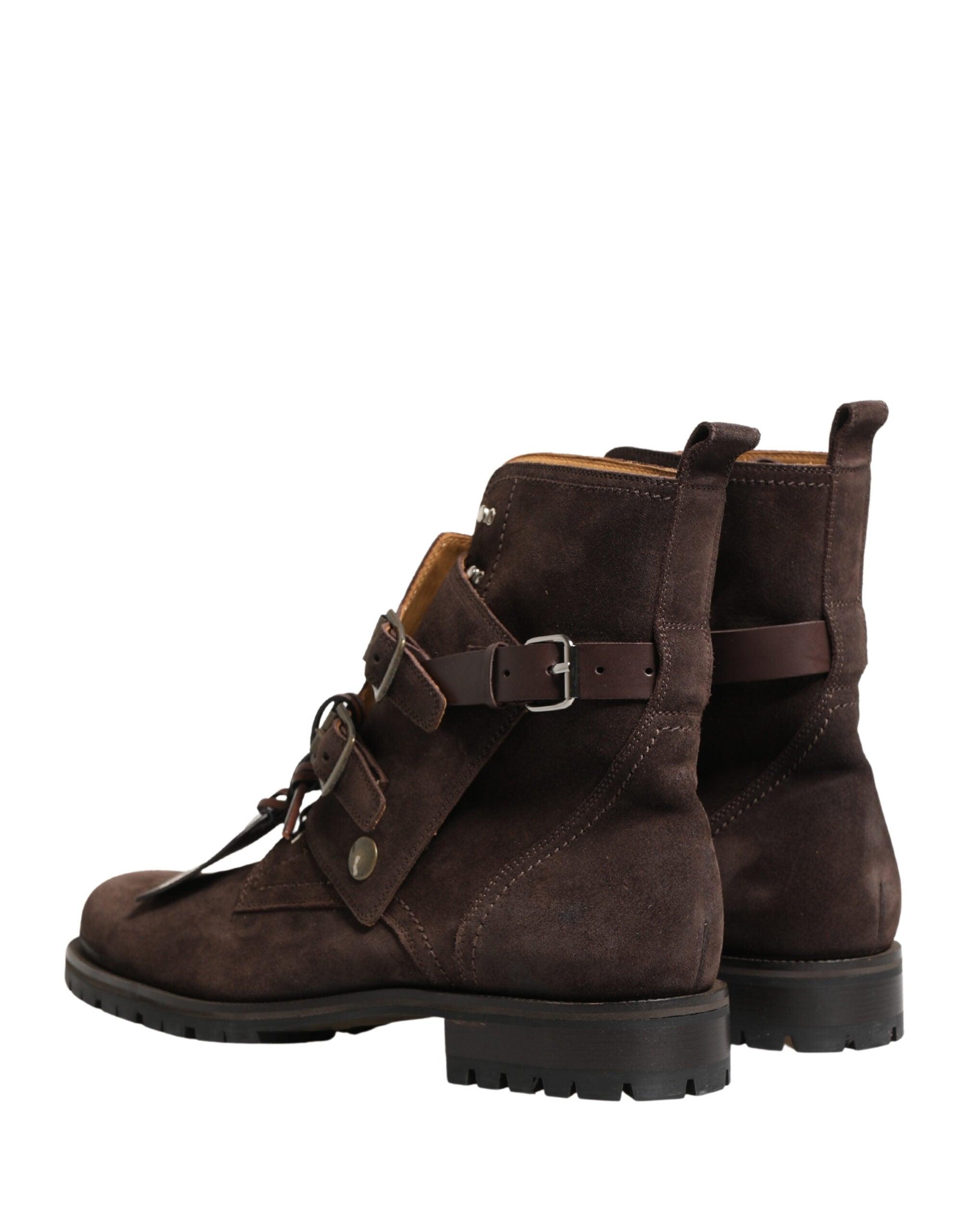 Dolce & Gabbana Brown Suede Leather Buckle Ankle Boots Men\'s Shoes Designers Boots Outlet for Men » Discounts Up To 80  main image 2