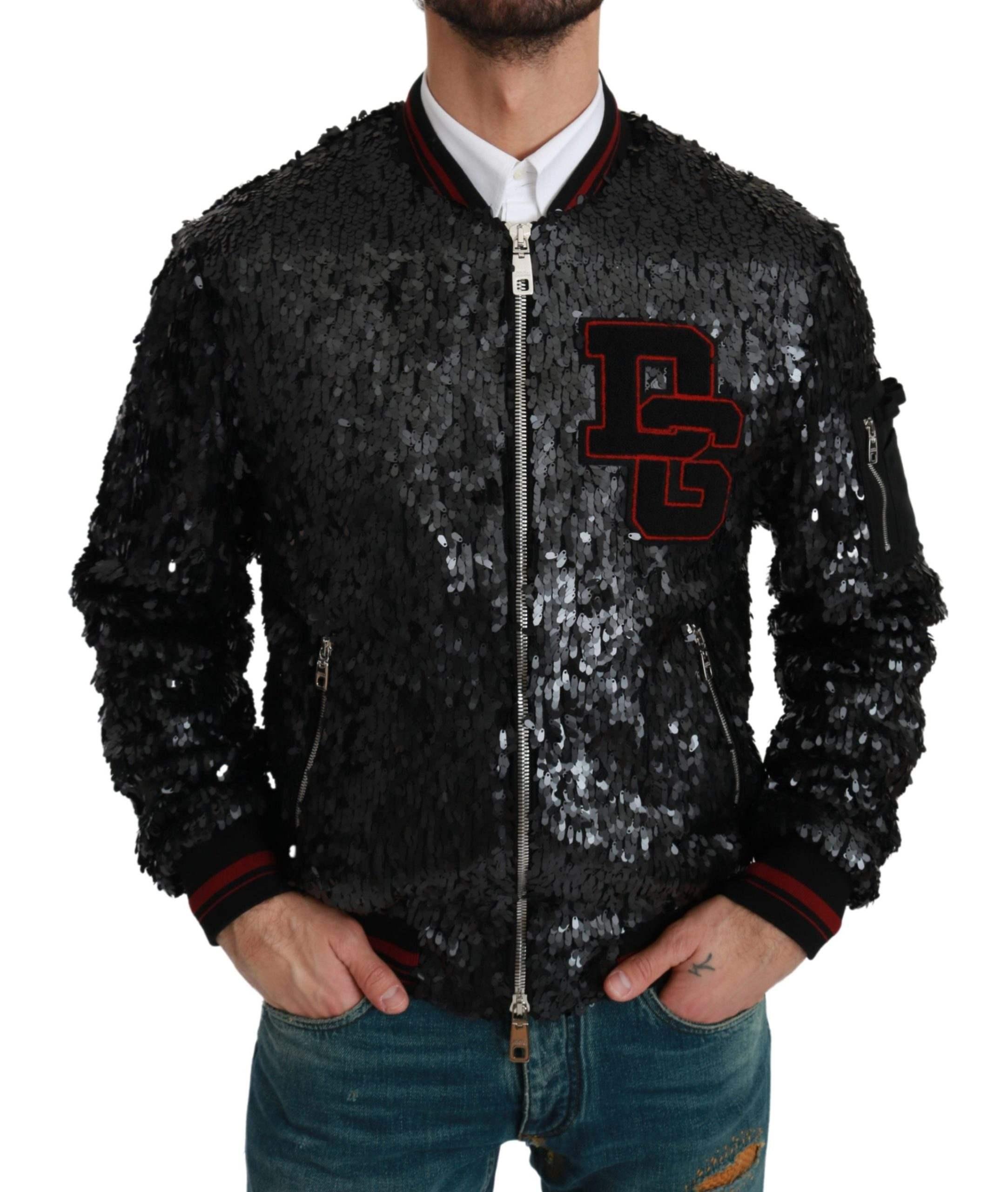 black sequin bomber