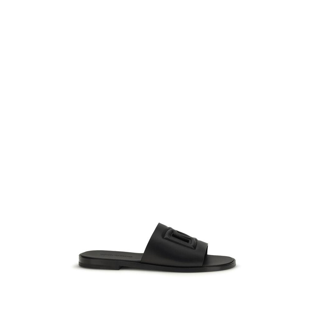 Dolce & Gabbana Black Calf Leather Bos Taurus Sandals for 