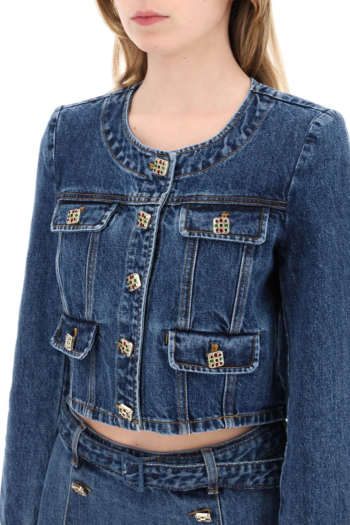 Self-Portrait Self Portrait Denim Jacket With Enamel Buttons in
