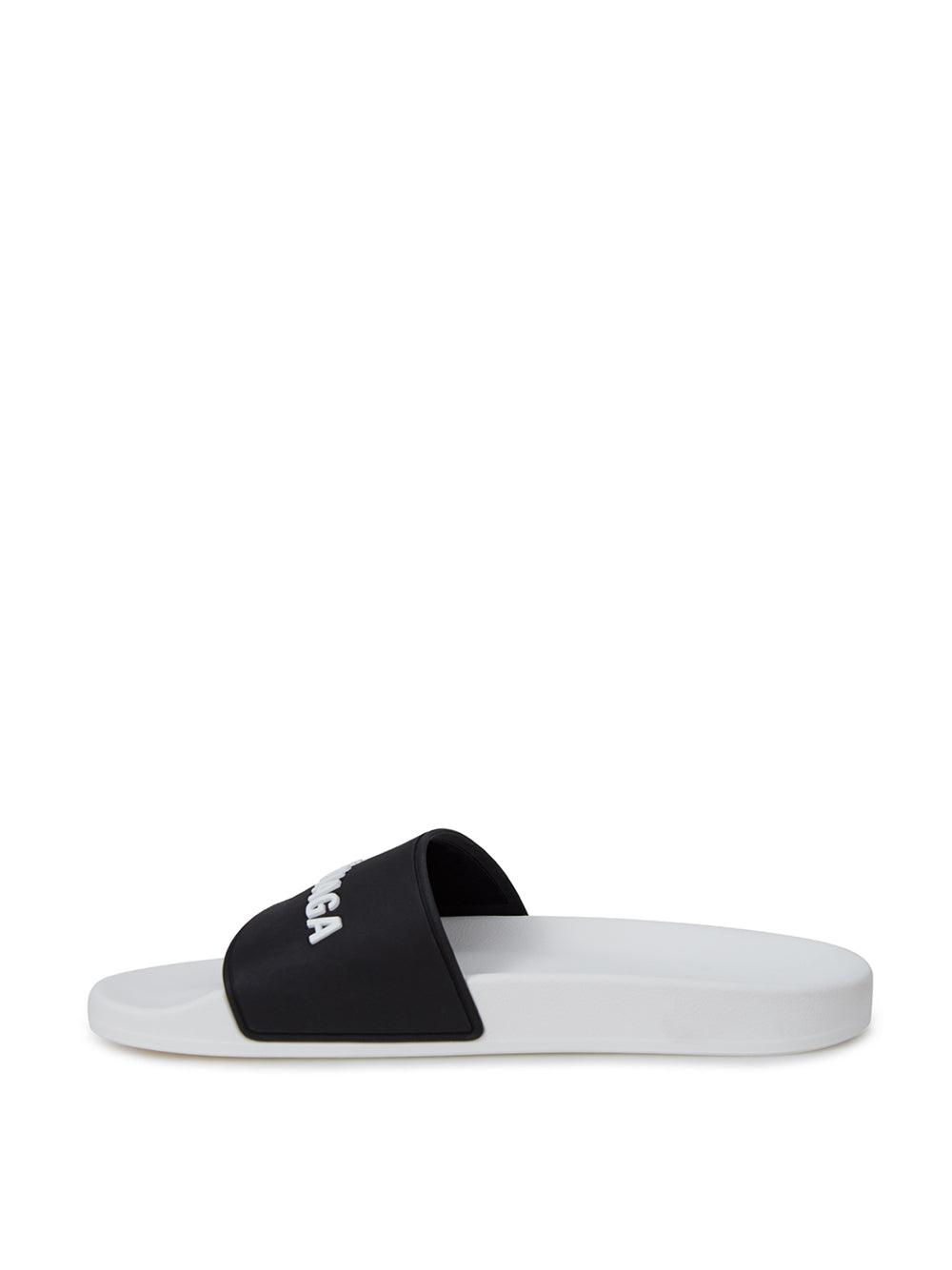 Balenciaga Pool Slides Logo White Black (Women's)