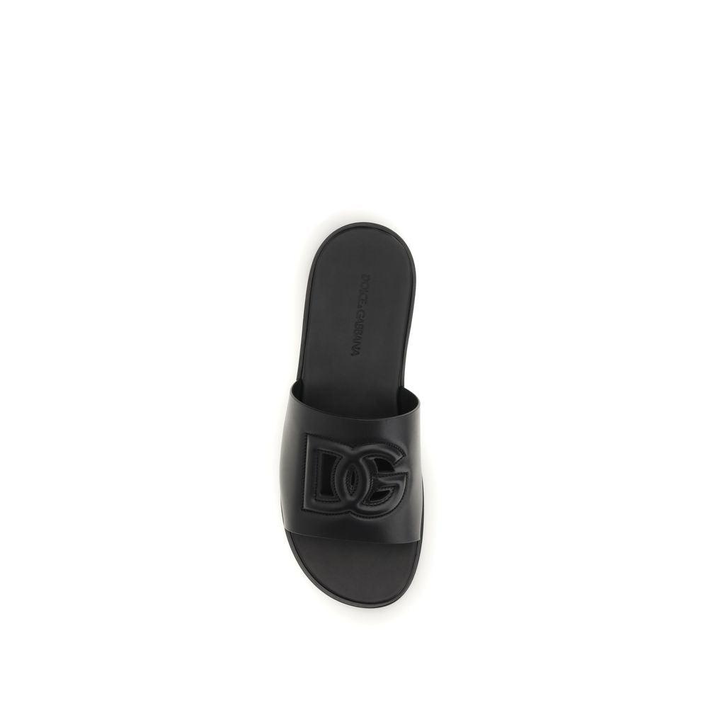 Dolce & Gabbana Black Calf Leather Bos Taurus Sandals for  display picture 2