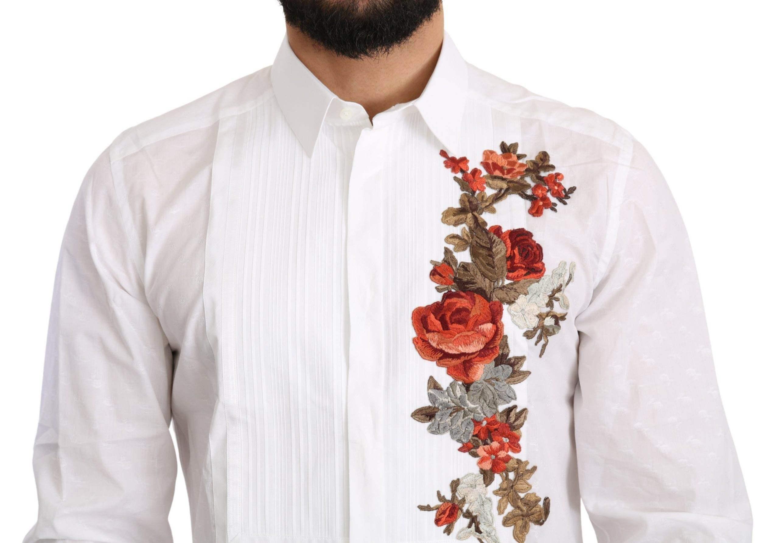 Dolce & Gabbana Cotton Gold Flowers Top Solid Shirt in White for 