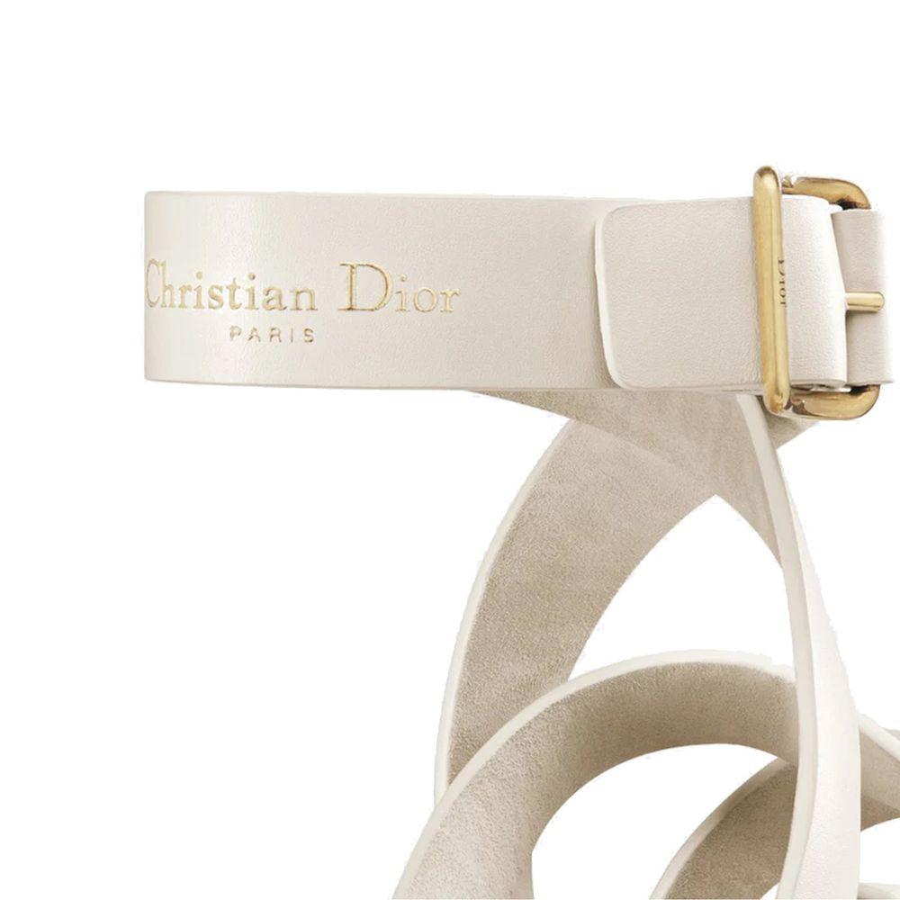【送料&関税込】Dior Sun Leather Flat Sandals Dior Sun Leather Flat Sandals in White | Lyst