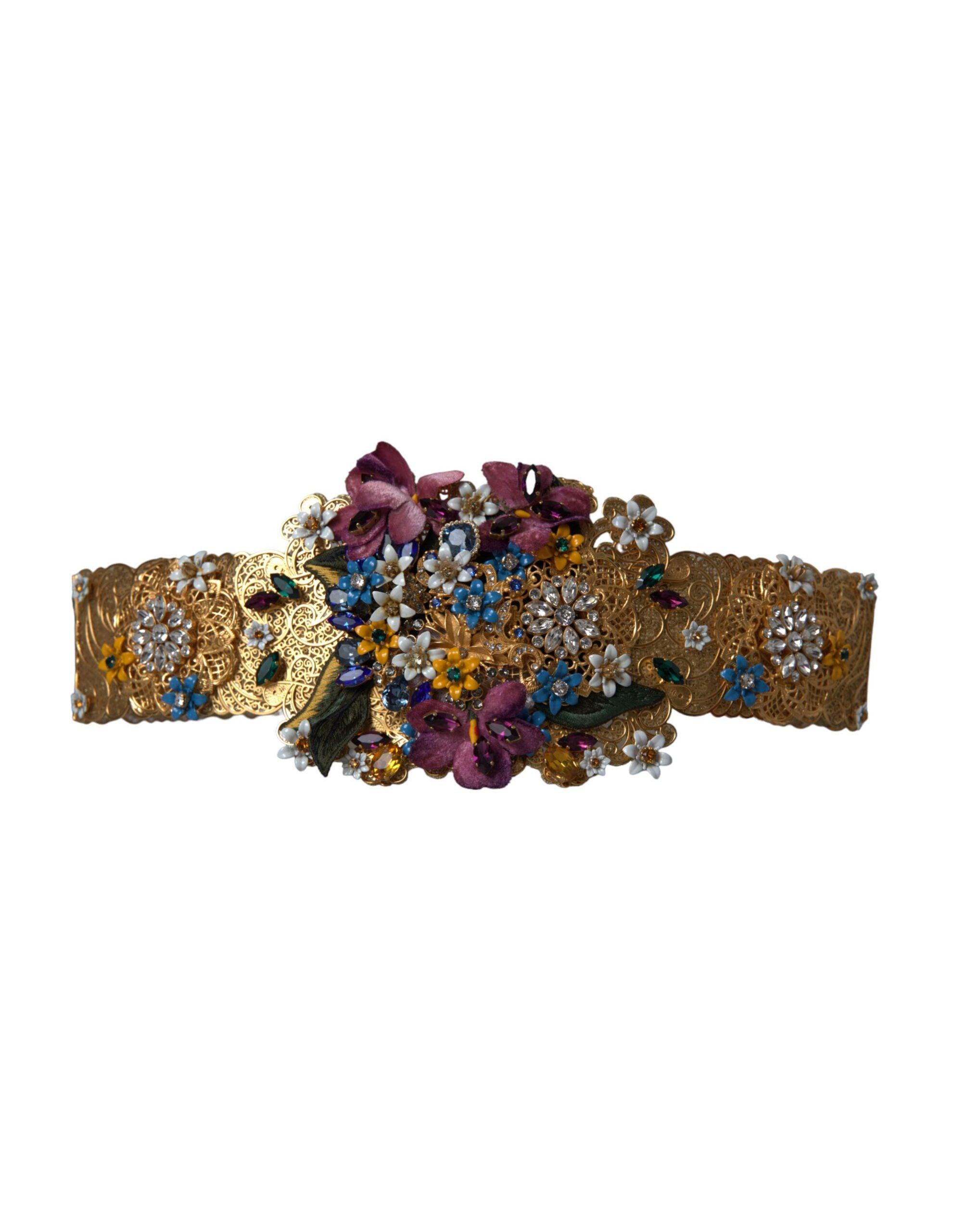 Dolce & Gabbana Multicolor Wide Crystal Buckle Sequined Women\'s Belt DOLCE & GABBANA Belt Multicolor Embellished Silver Metal  main image 2
