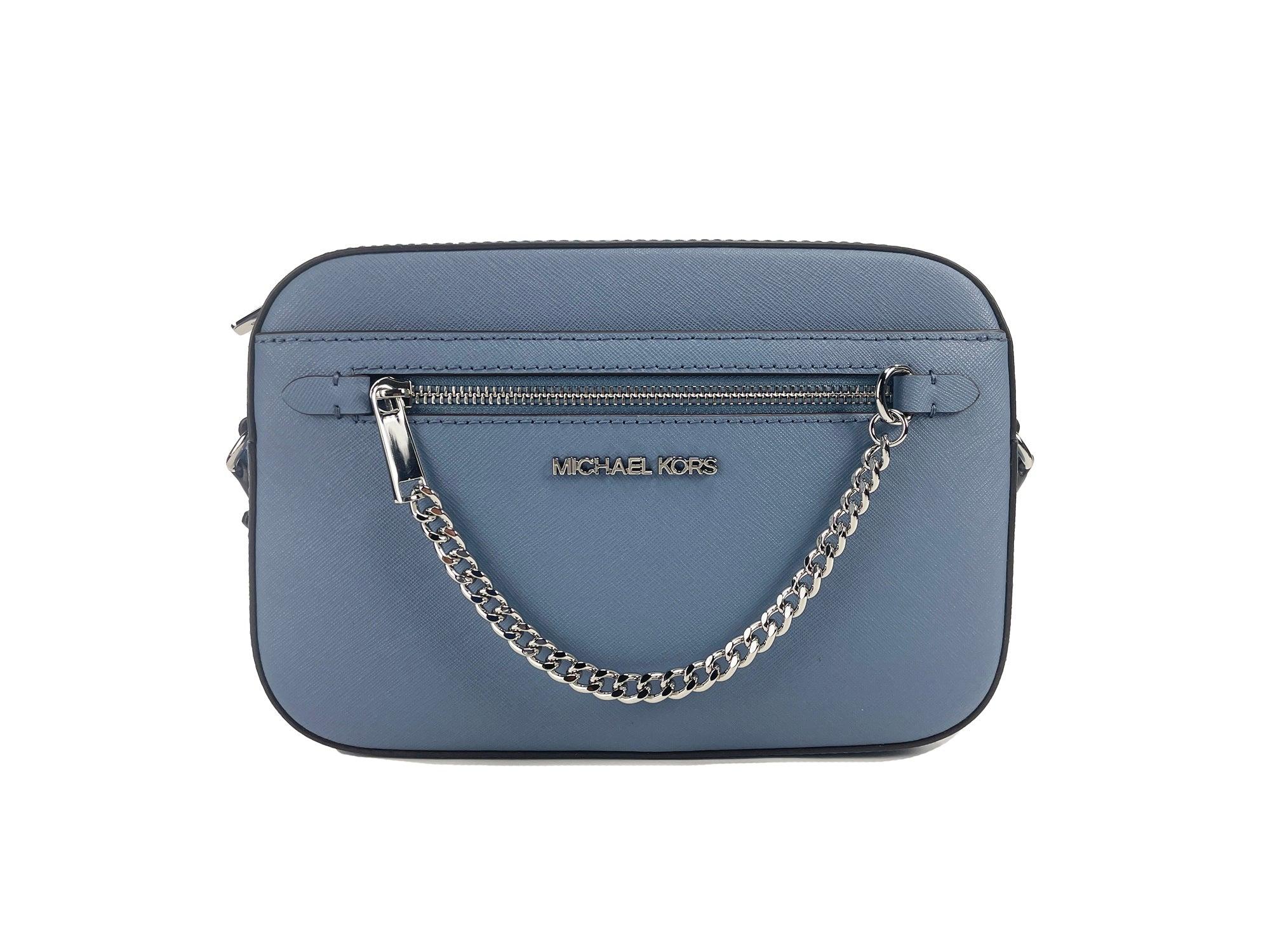 Michael Kors Jet Set East West Large Leather Zip Chain Crossbody Bag in Blue Lyst UK