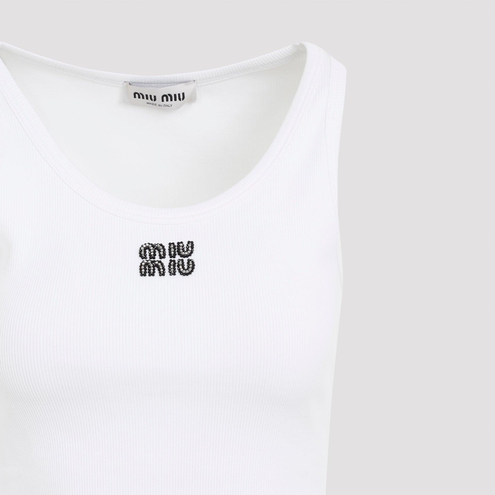 Miu Miu White Cotton Tank Top | Lyst