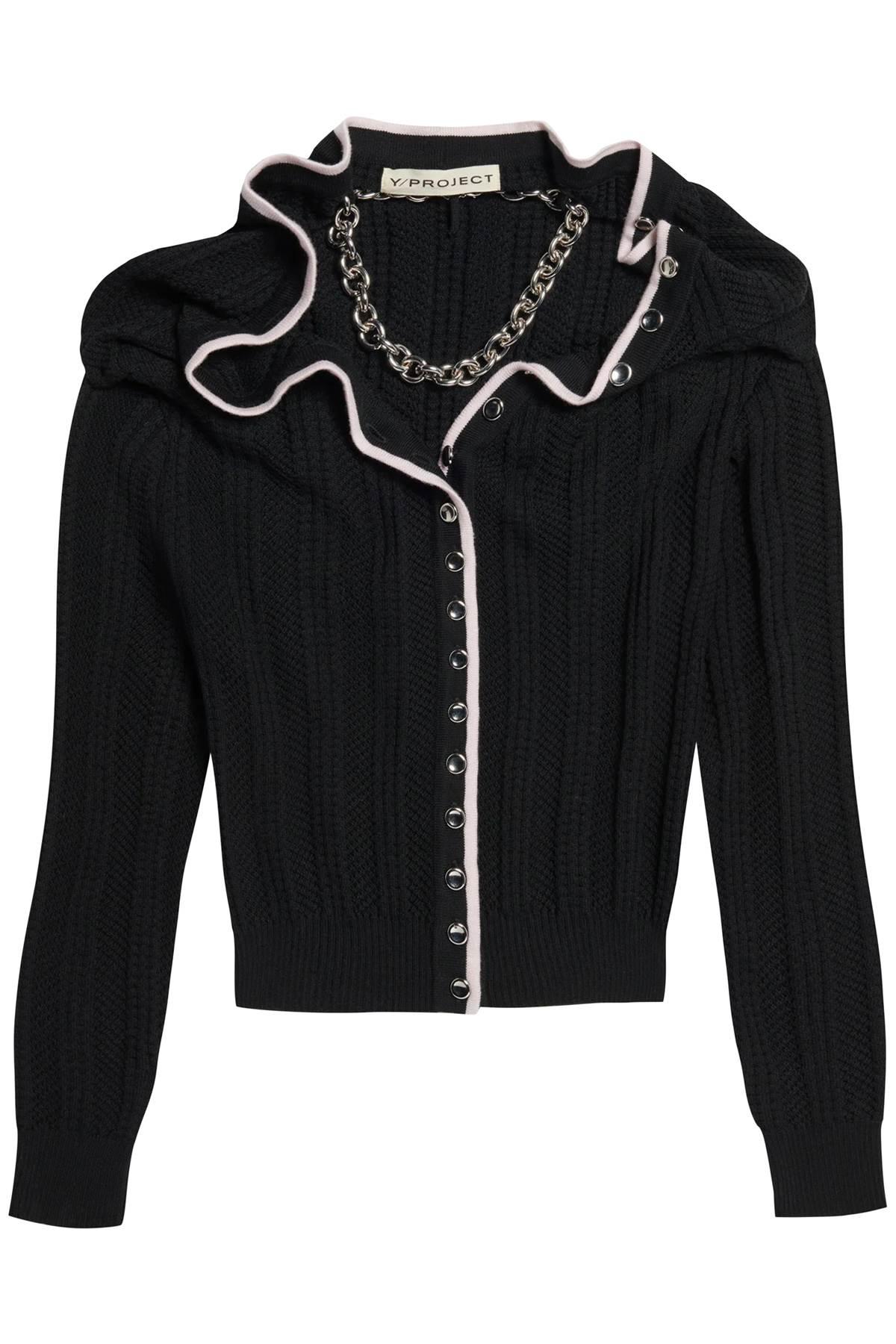 Y. Project Merino Wool Cardigan With Necklace in Black | Lyst 