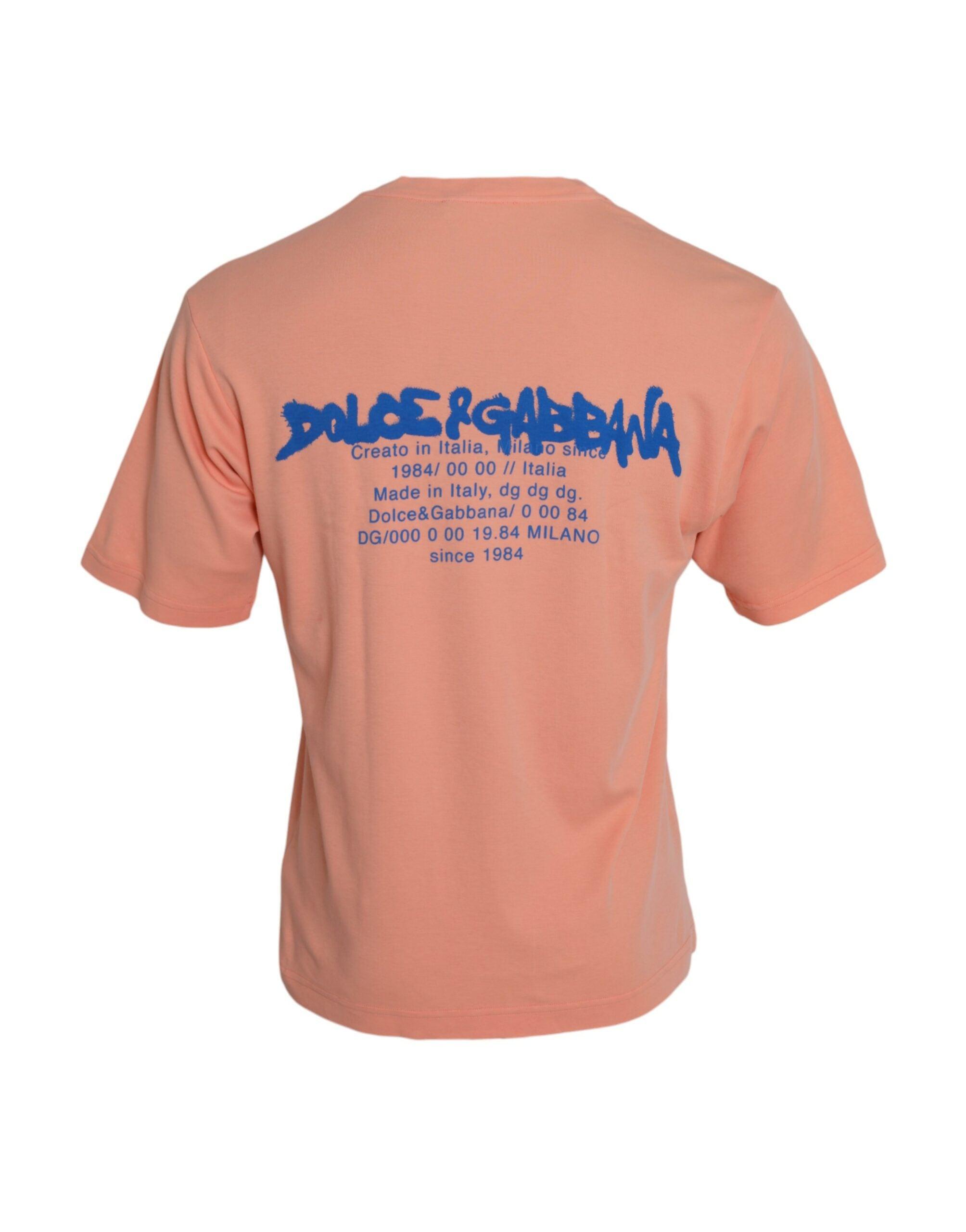 Dolce Gabbana Coral Cotton Logo Print Short Sleeve T Shirt in Pink for Men Lyst