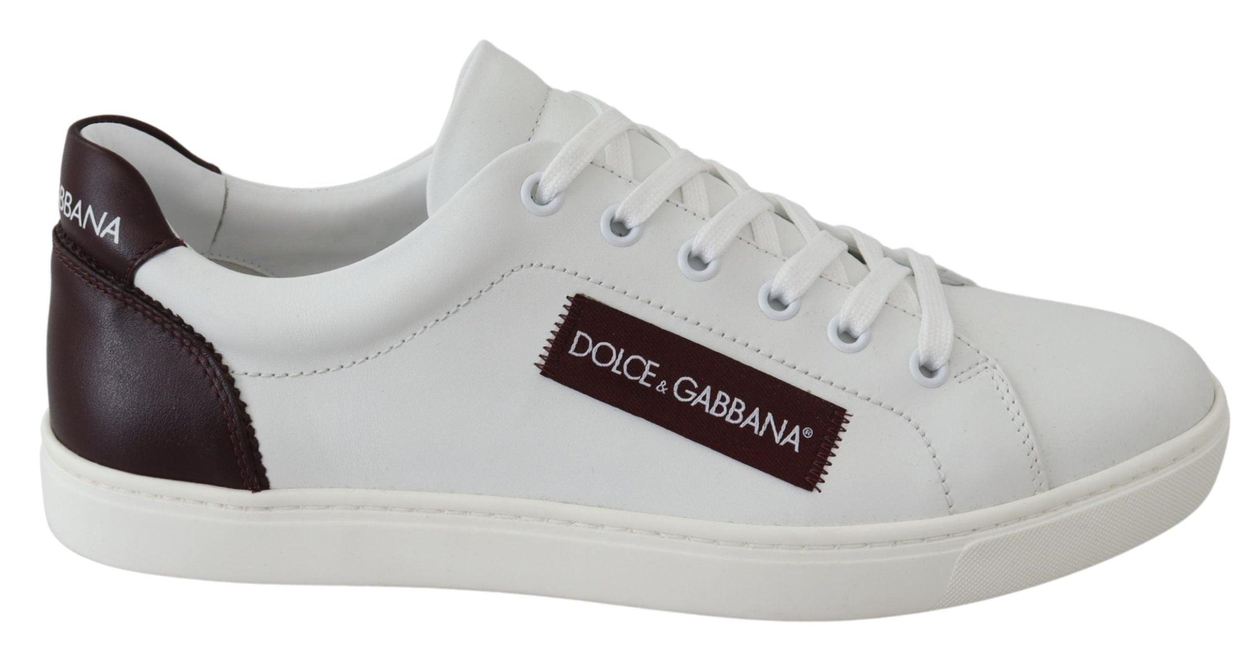 Dolce & Gabbana Bordeaux Leather Low Top Shoes Sneakers in White for Men |  Lyst