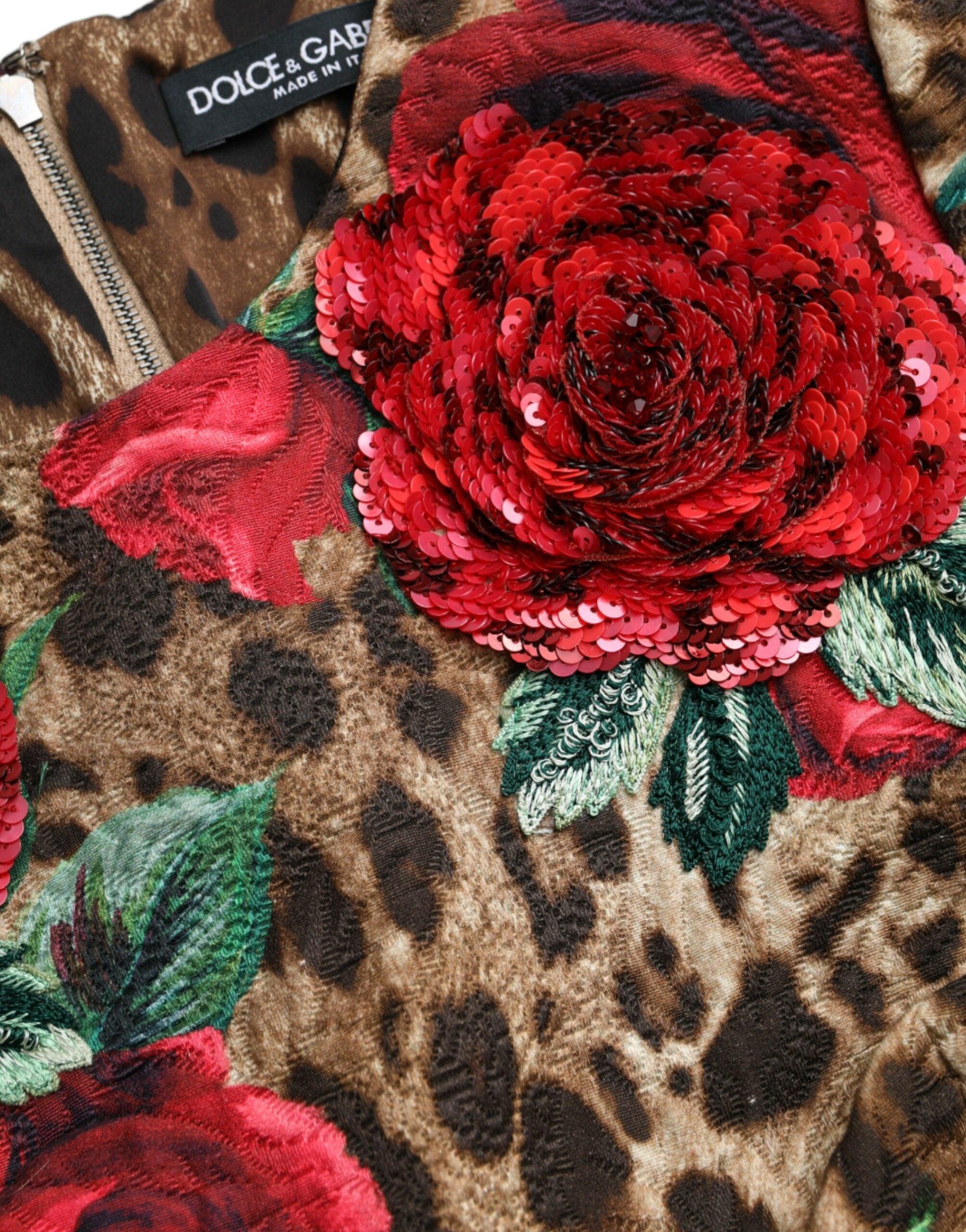fitted lace wedding dress Dolce & Gabbana Red Leopard Print Full Zip Bomber Men Jacket main image 0