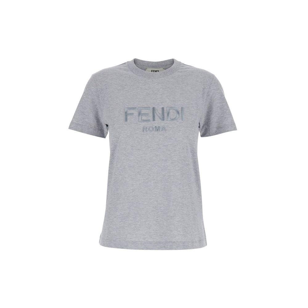Tシャツ・カットソー Fendi T-Shirt In Cotone Con Ricamo Ff Postcards T-Shirt Cotton Black | Fendi