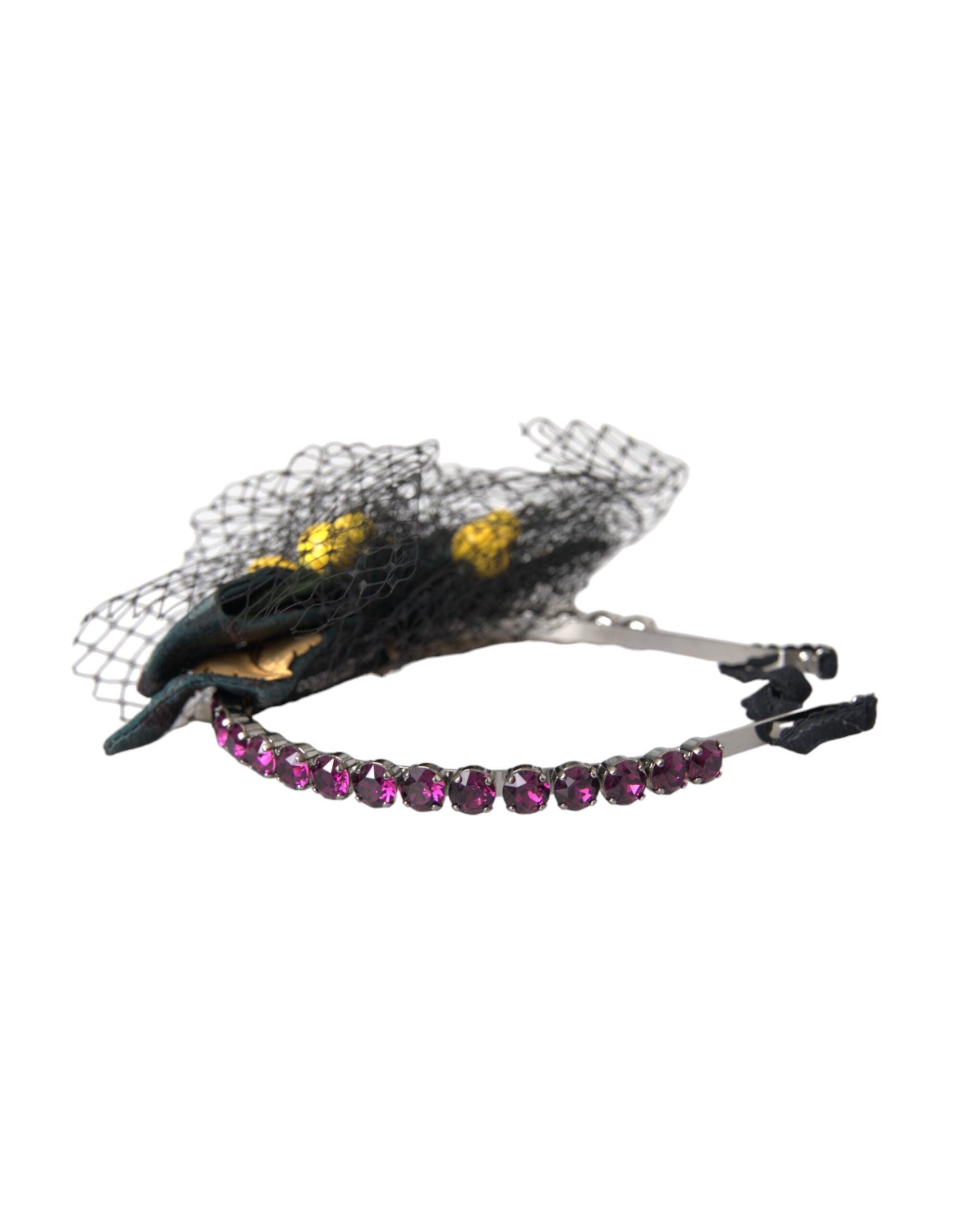 Dolce & Gabbana Purple Crystal Diadem Headband Lemons Sicily Women\'s Tiara Dolce & Gabbana Black Lemons Sicily Purple Crystal Net  main image 3