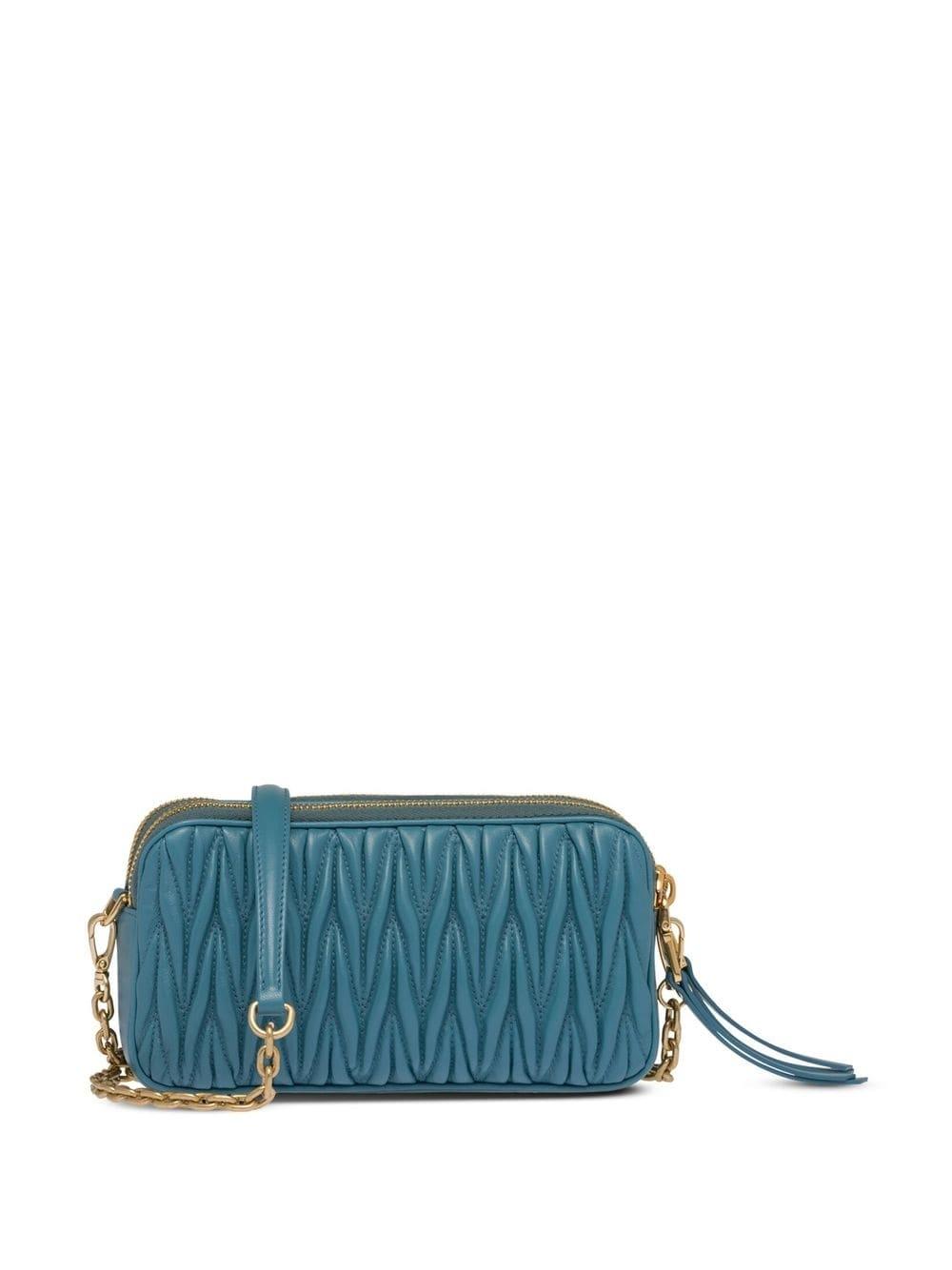 Miu Miu Matelassé Nappa Leather Mini Bag in Blue | Lyst
