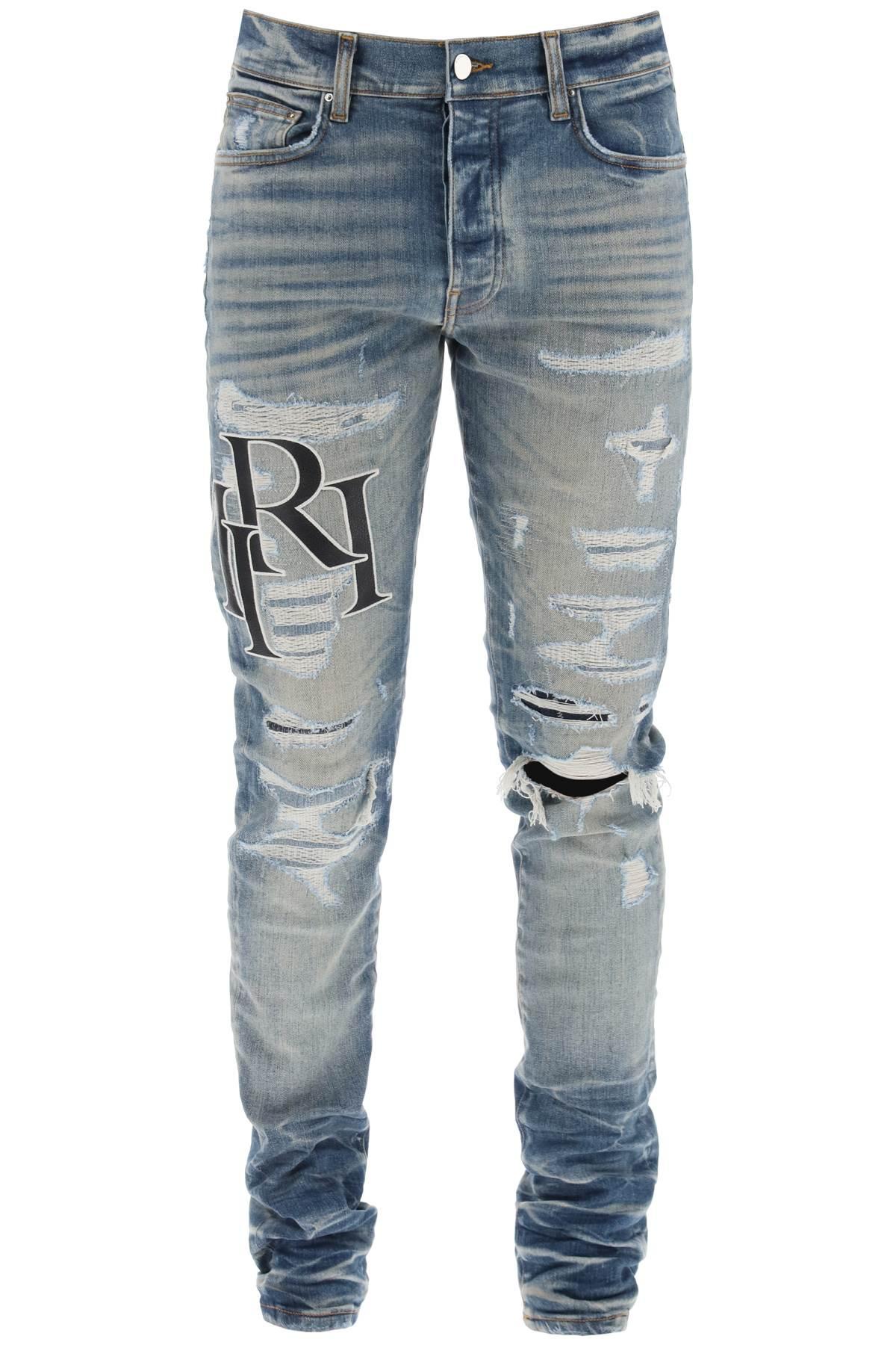 Amiri Destroyed Jeans With Staggered Logo in Blue for Men | Lyst Amiri Destroyed Jeans With Staggered Logo in Blue for Men | Lyst