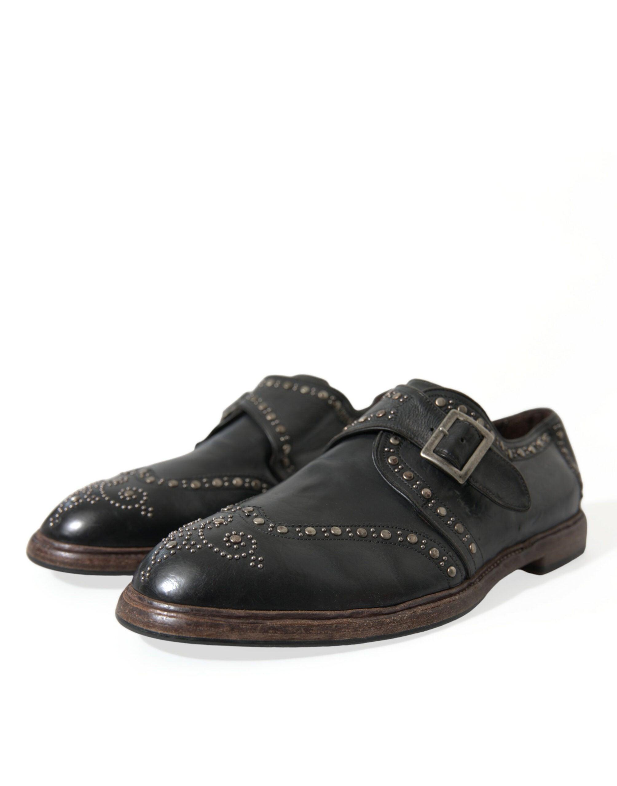 Dolce & Gabbana Leather Monk Strap Studded Dress Shoes in 