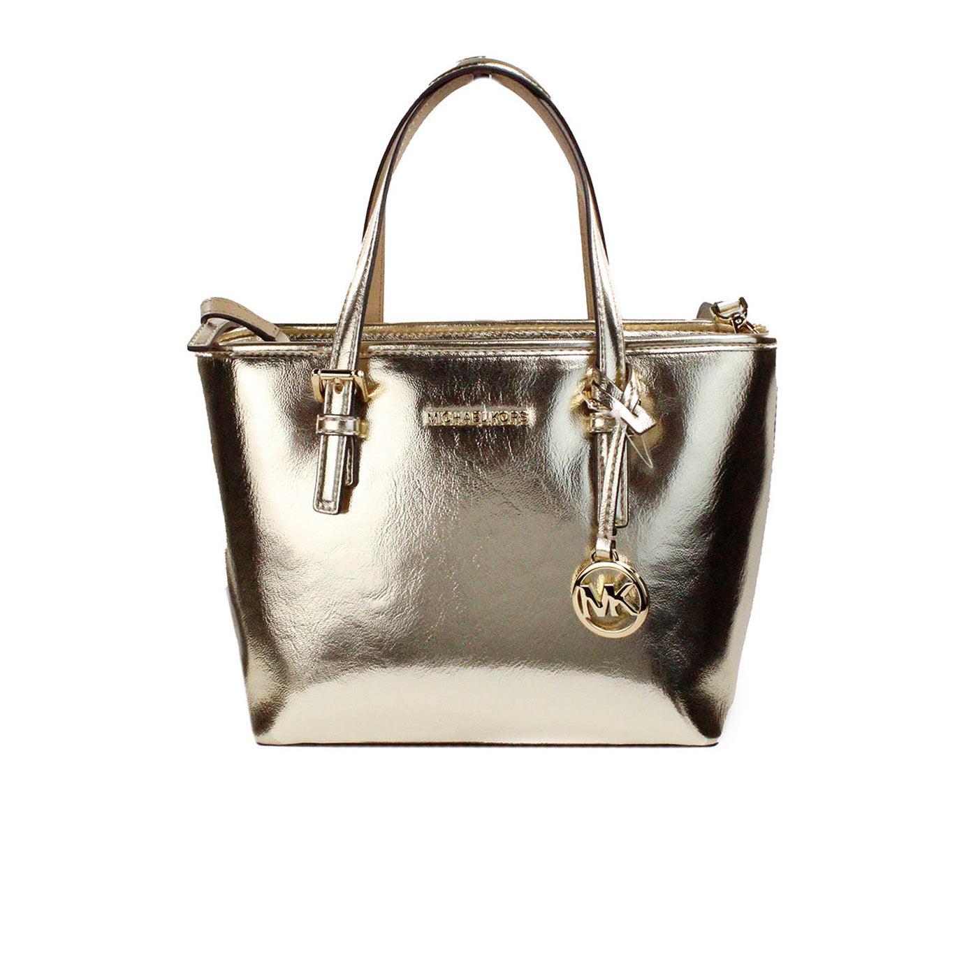 Michael Kors Jet Set Pale Metallic Xs Carryall Top Zip Tote Bag Purse in Natural Lyst UK