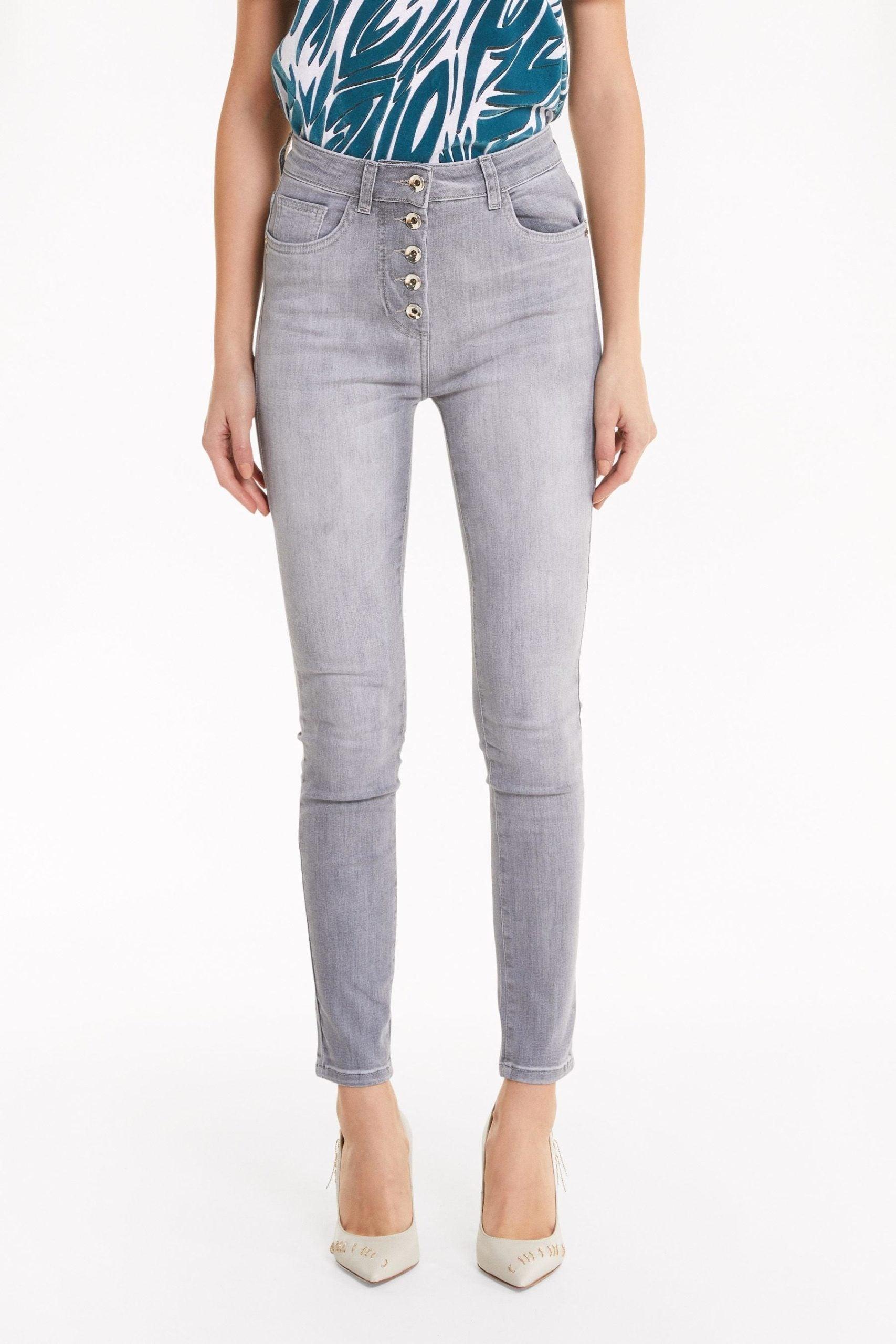 Polyester Slim Fit Jeans in Grey (Gray 