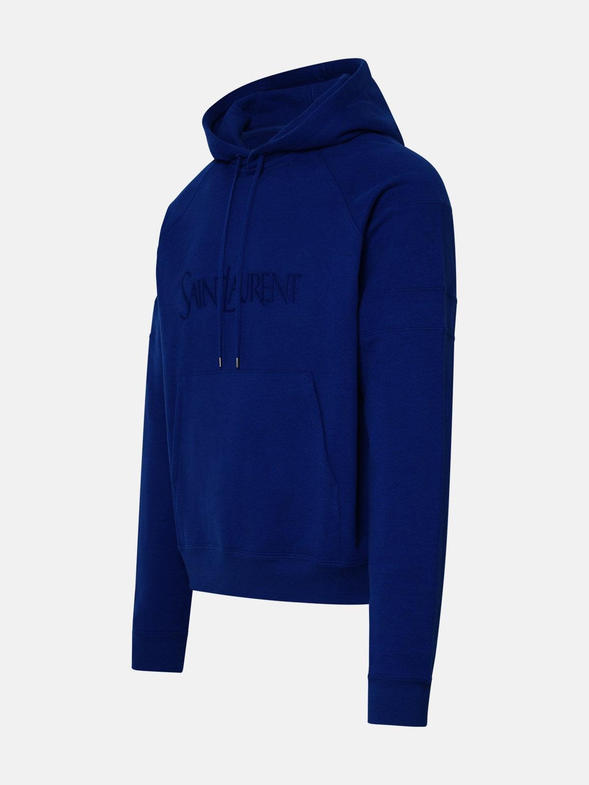 Saint Laurent Electric Blue Cotton Hoodie Sweatshirt for Men Lyst