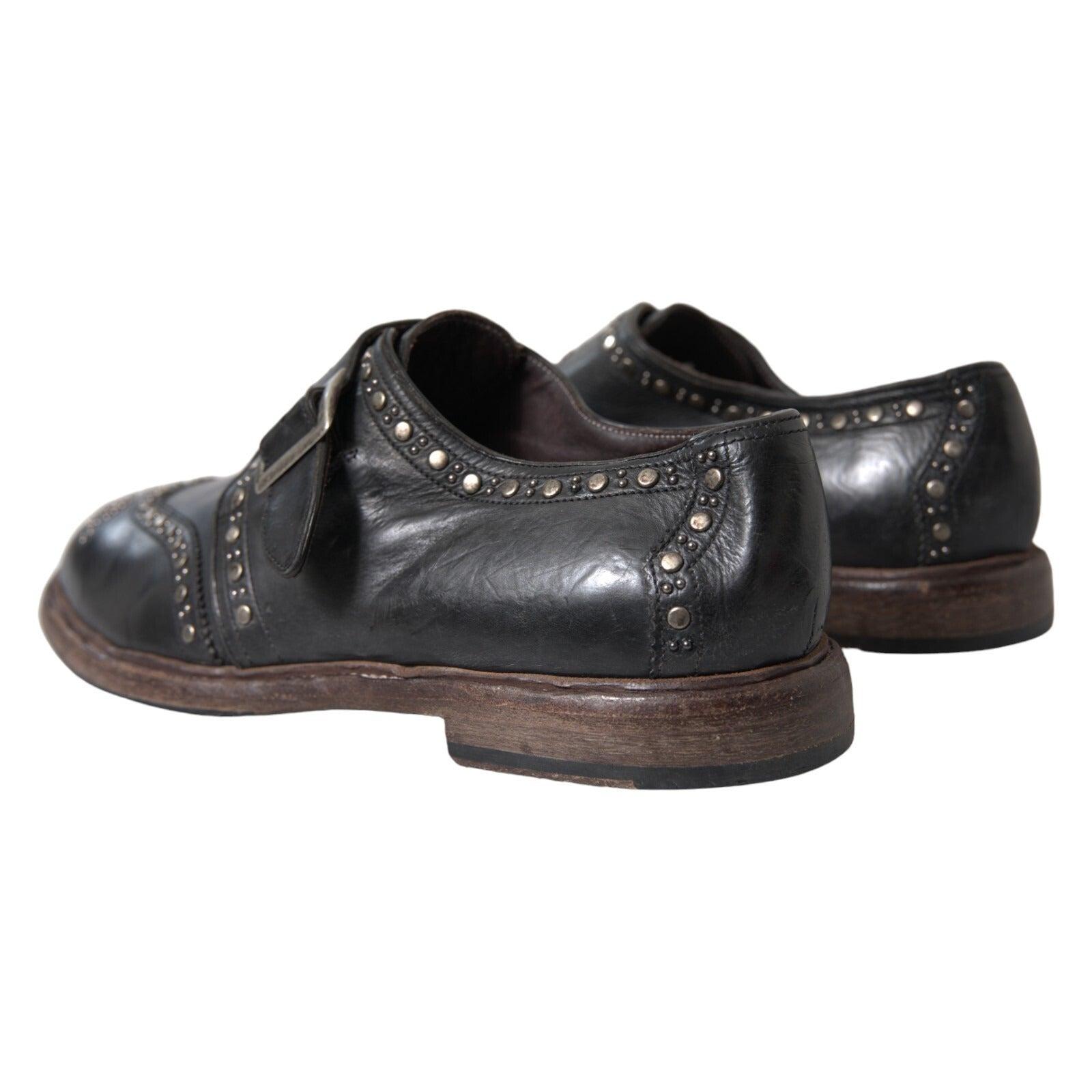 Dolce & Gabbana White Studded Formal Dress Monk Strap Men\'s Shoes Dolce & Gabbana Black Leather Monk Strap Derby Formal Men main image 3
