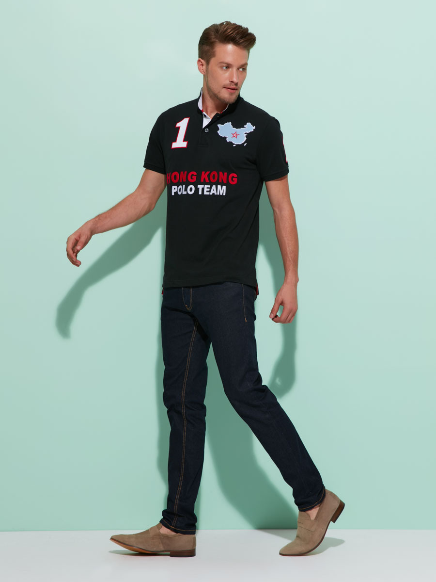 shanghai tang classic hong kong polo team polo shirt in black for lyst shanghai tang classic hong kong polo team polo shirt in black for lyst