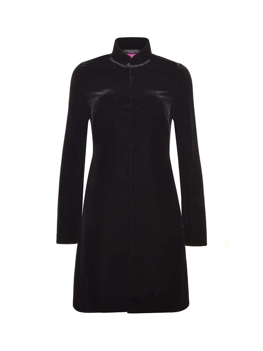Shanghai Tang Mandarin Collar Velvet Coat in Black - Lyst