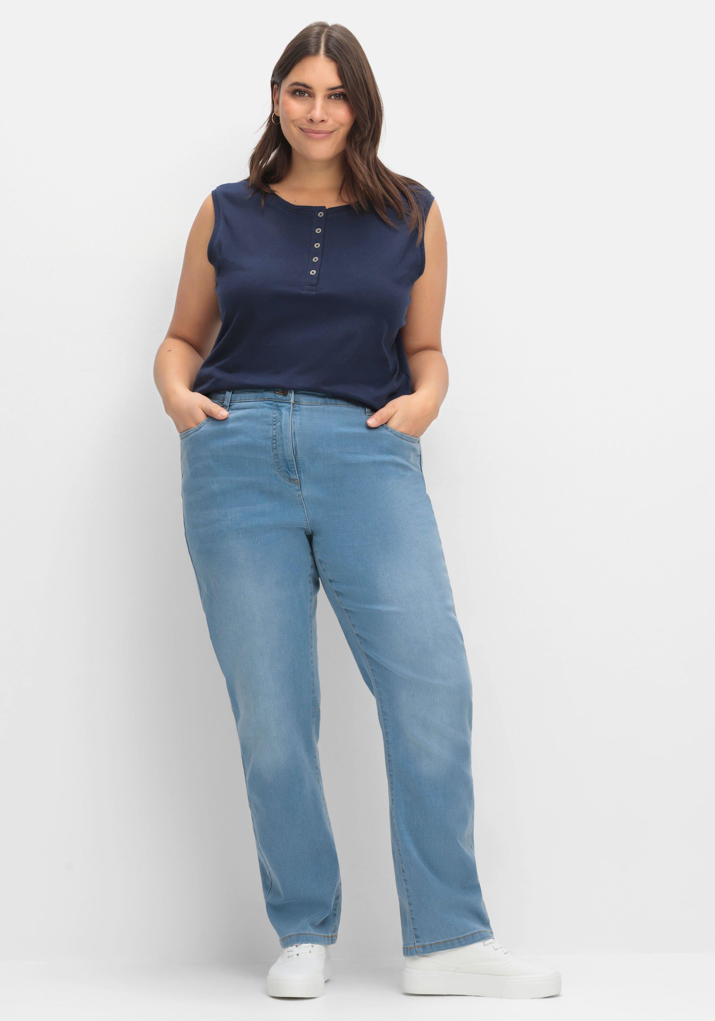 Sheego Gerade Jeans mit elastischem High-Waist-Bund in Blau | Lyst DE