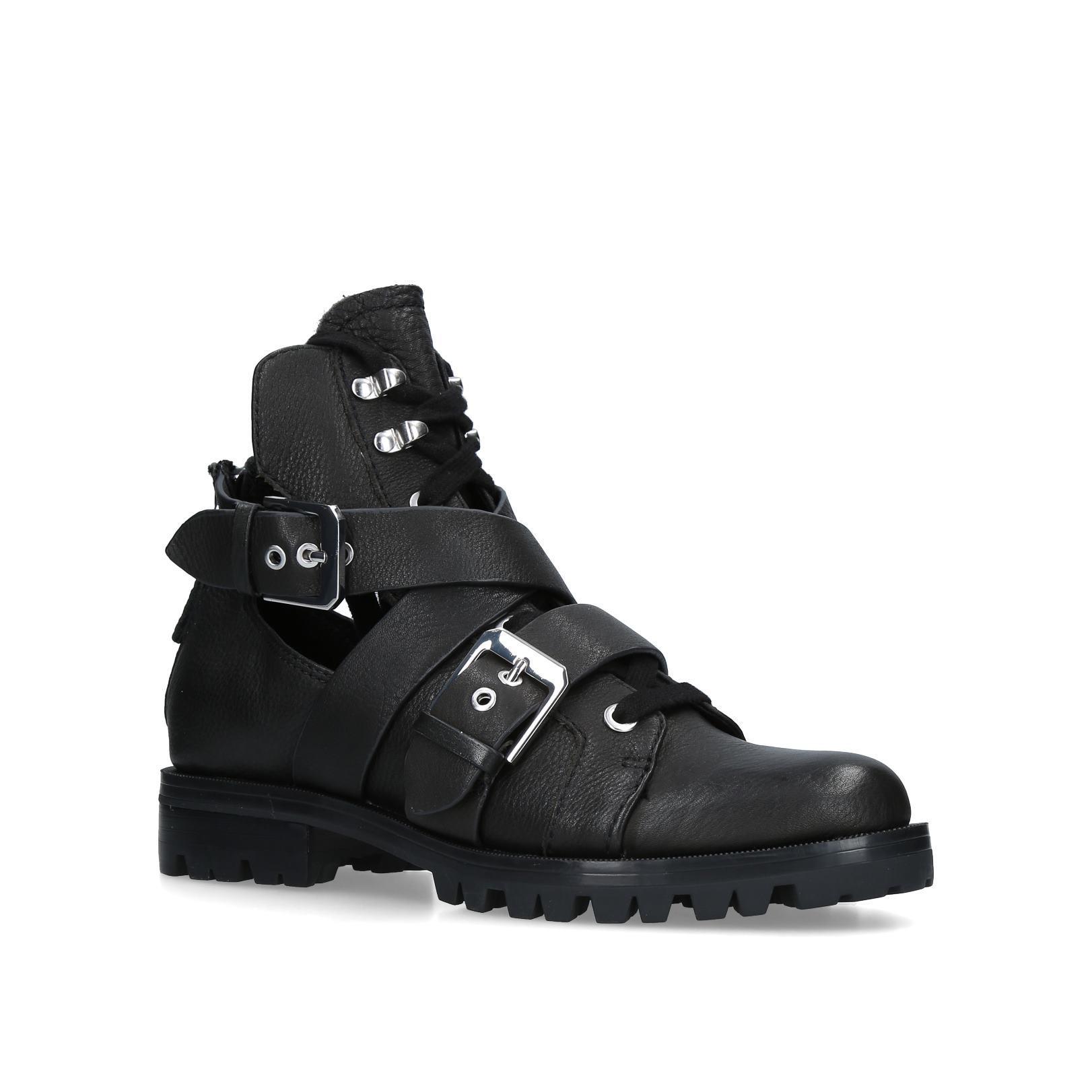 flat black biker boots