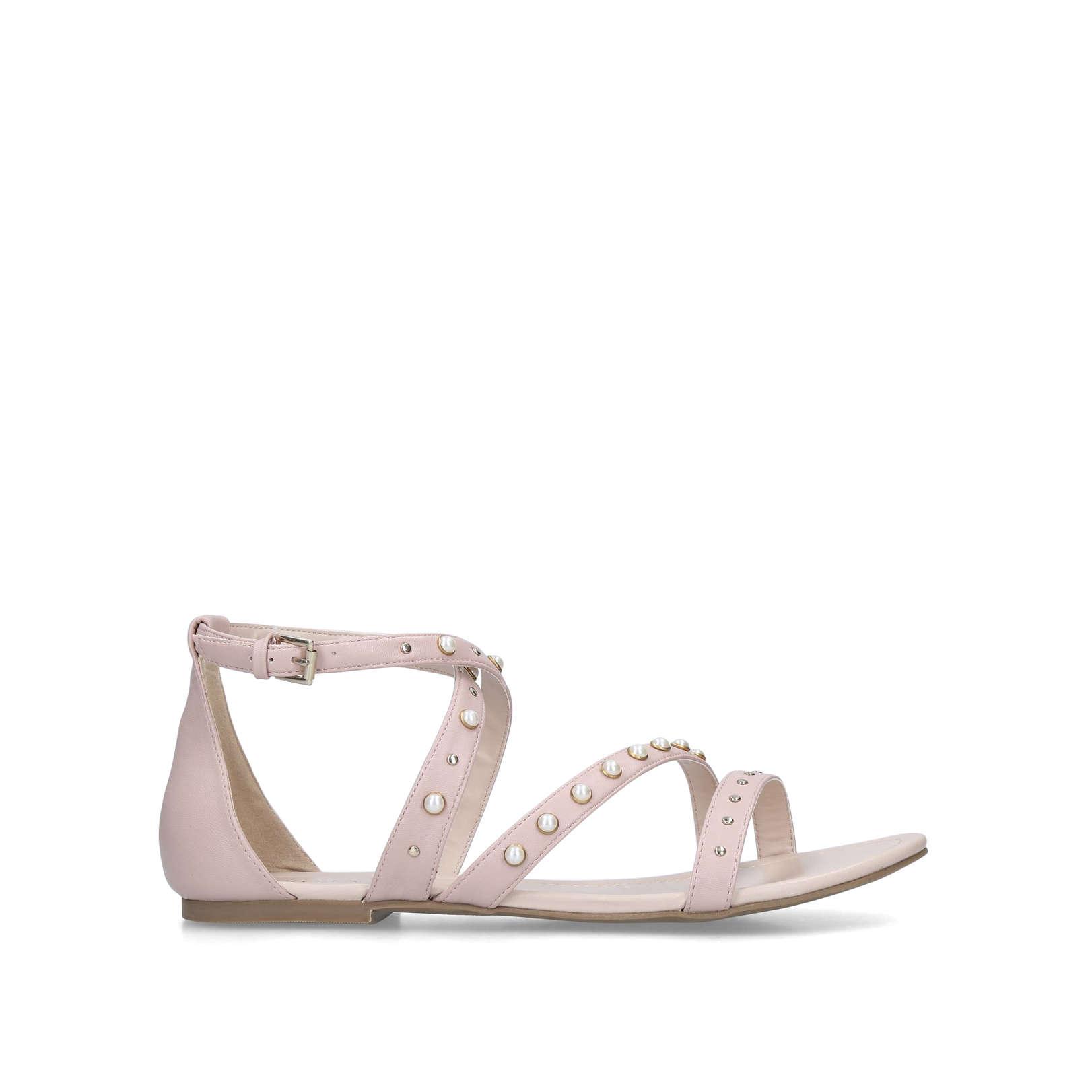 Miss Kg Riley Nude Flat Sandals in Natural - Lyst