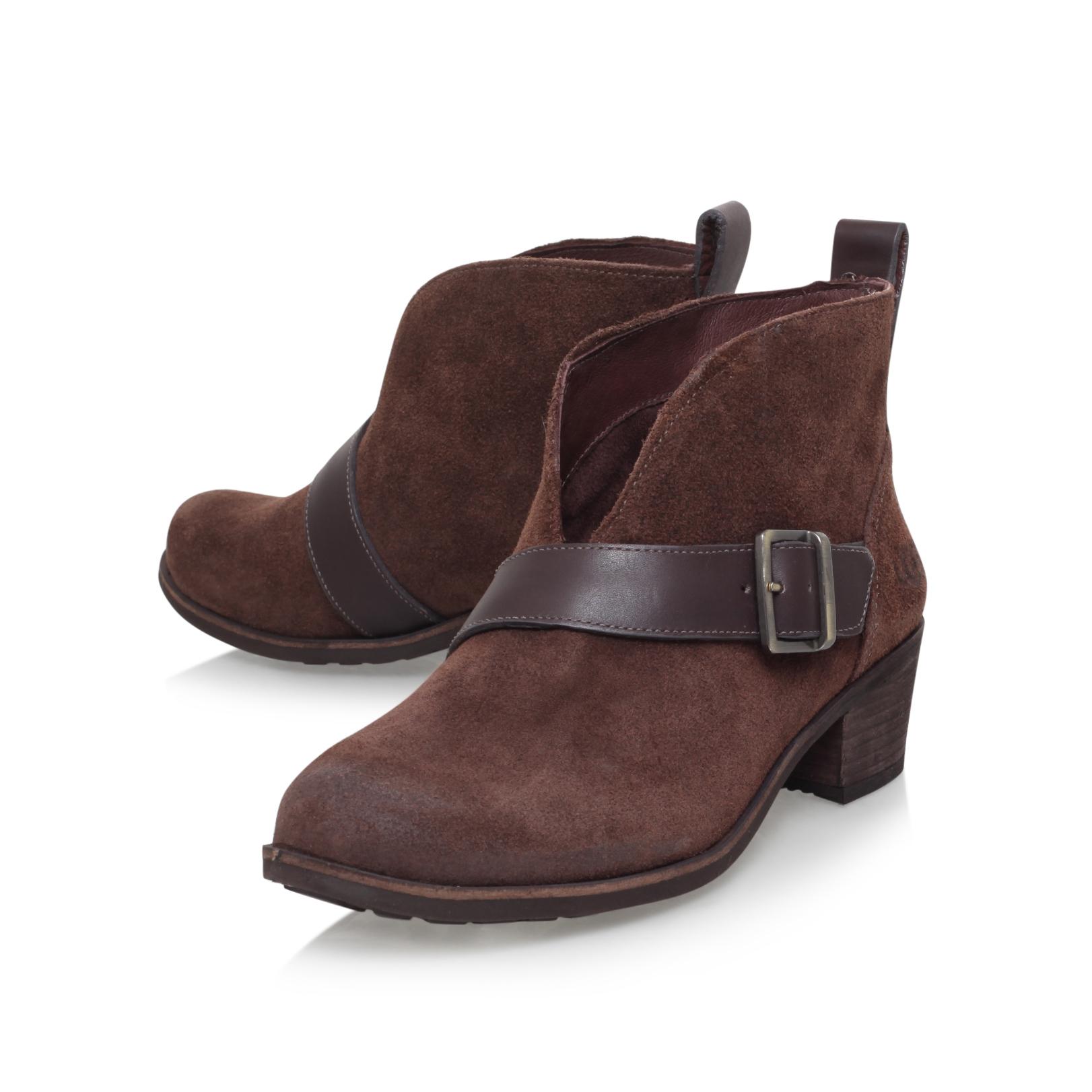 UGG Suede Wright Belted Ankle Boots Dark Brown - Lyst