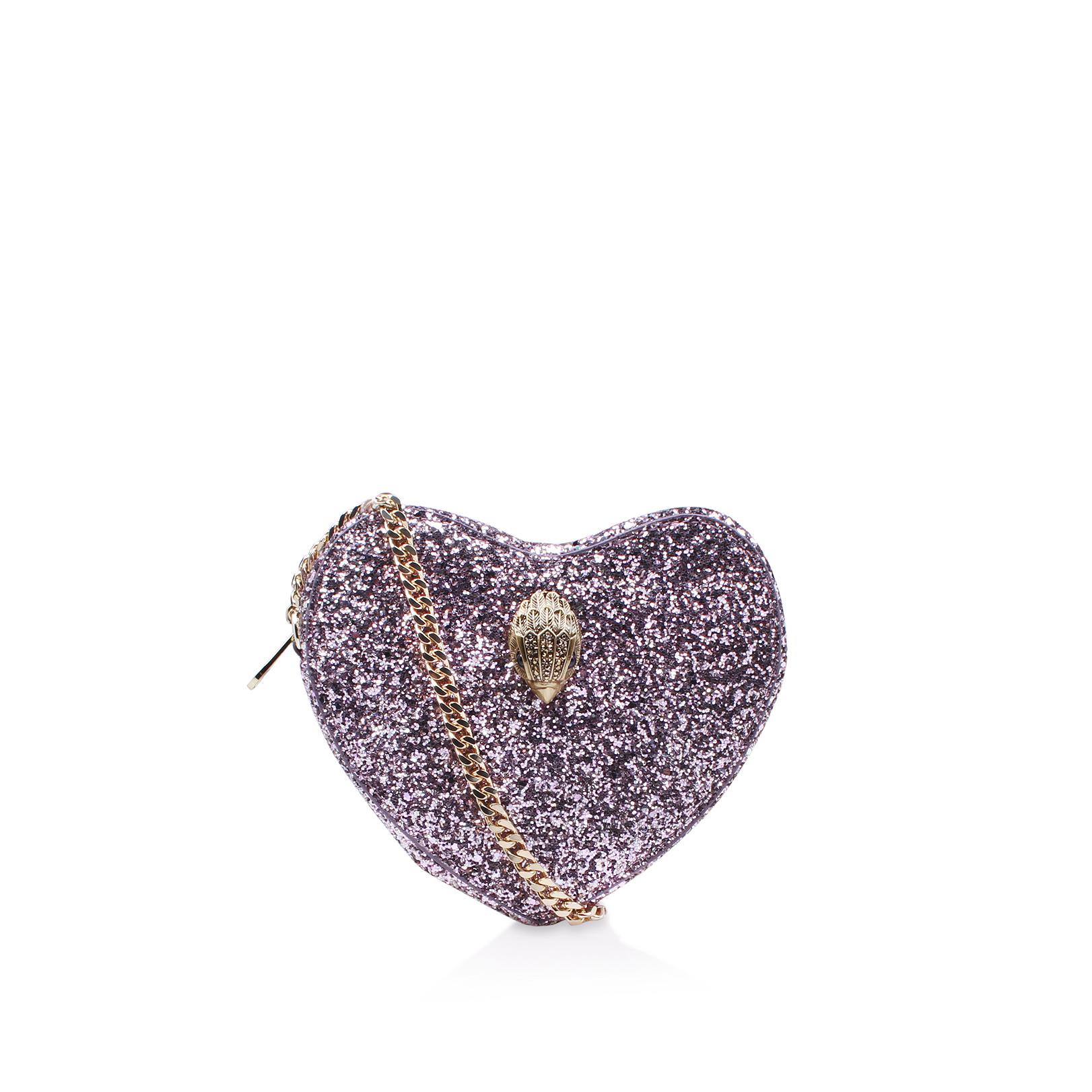 Kurt Geiger ' Glitter Heart Crossbody Pink Glitter Evening Bag' Lyst