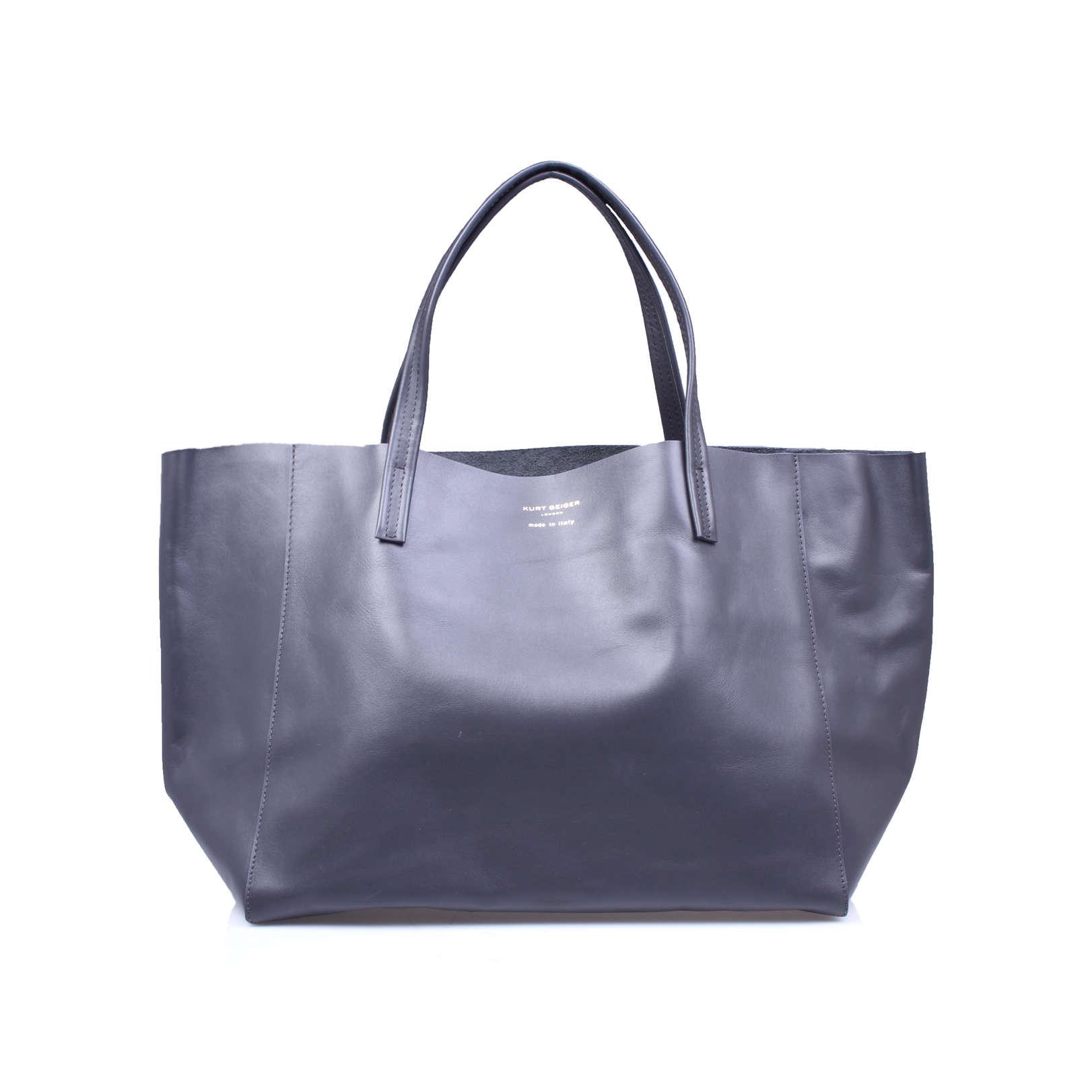 Kurt Geiger Violet Horizontal Grey Leather Day Bag in Grey - Lyst