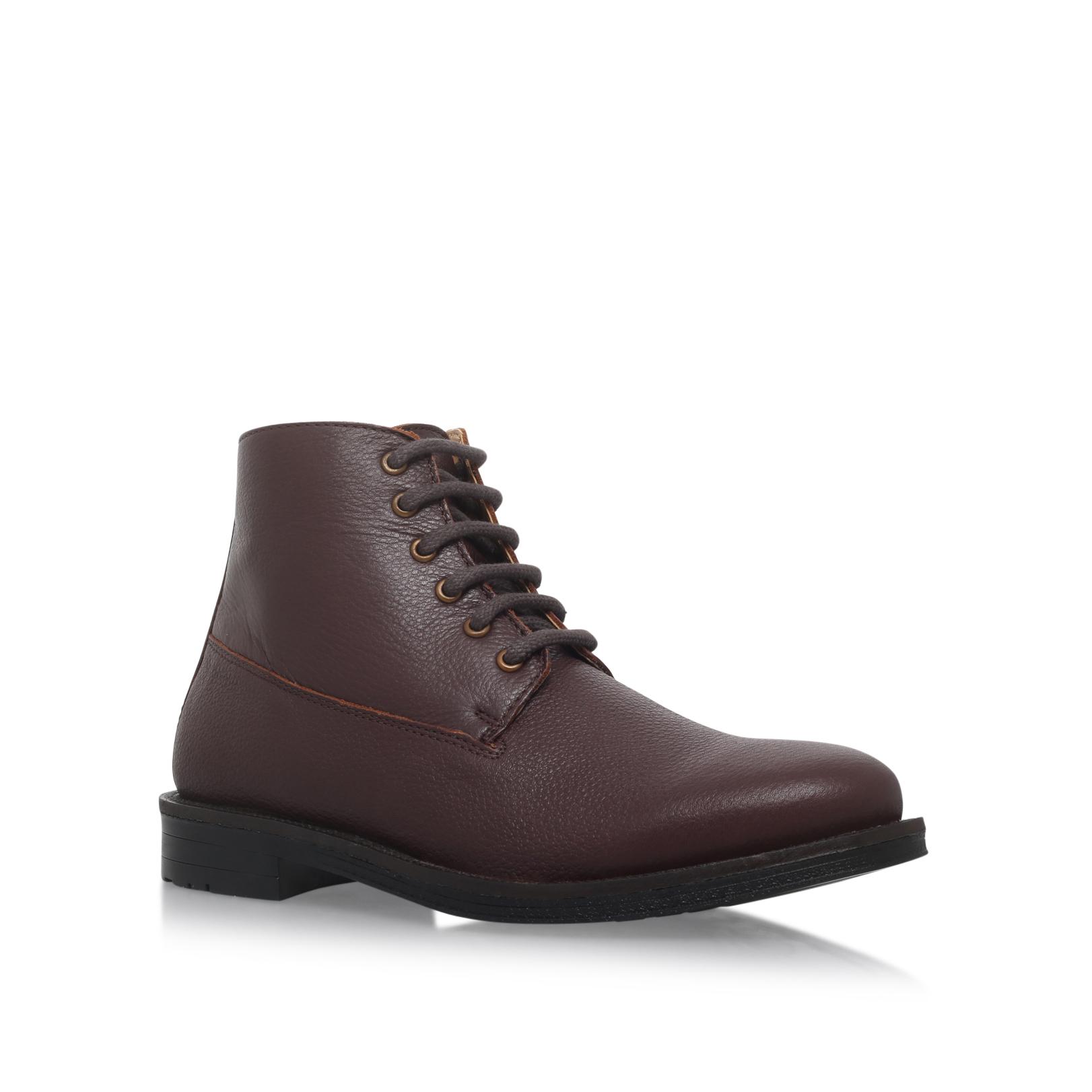KG by Kurt Geiger Holywell Brown Leather Lace Up Boots in Red for Men