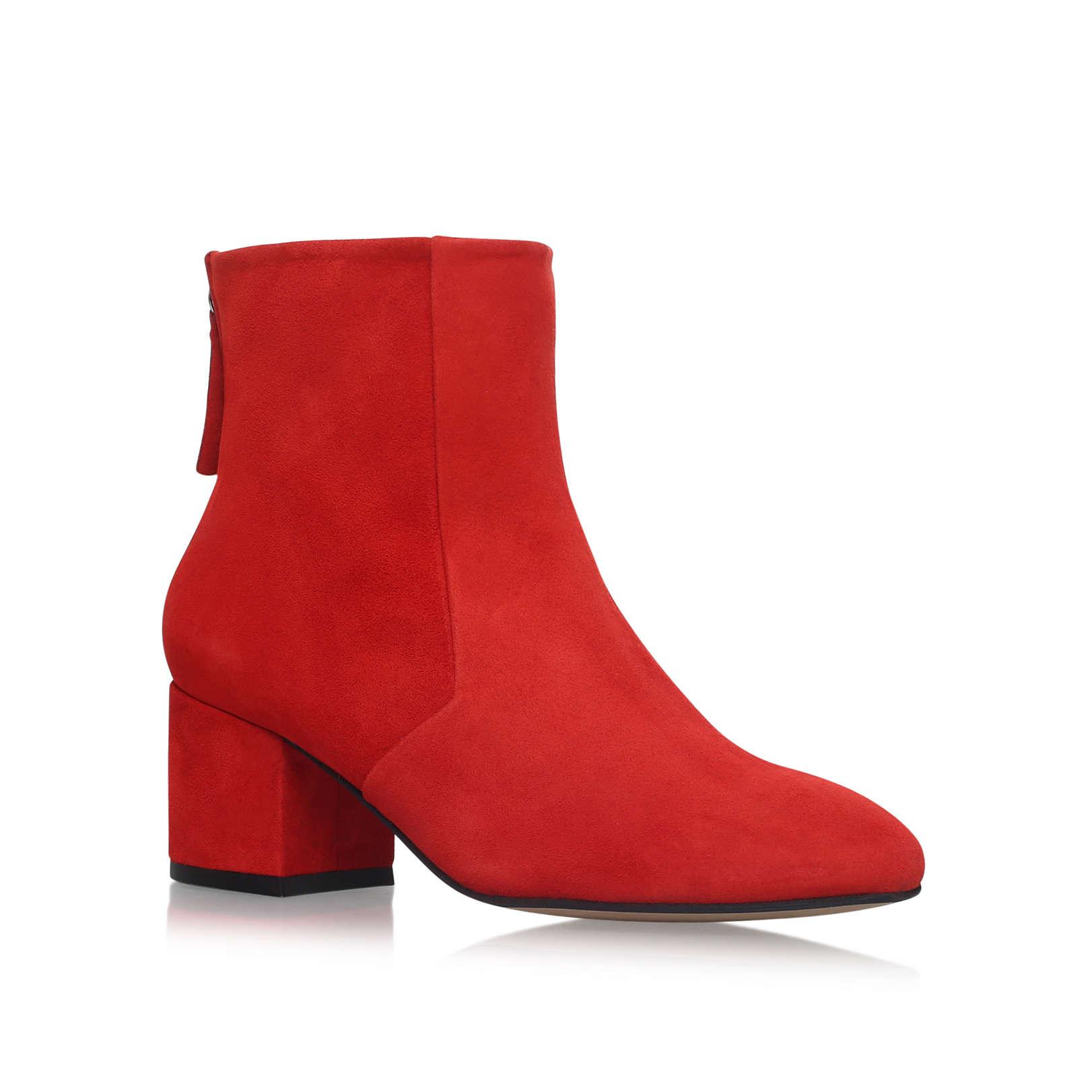 red suede boots low heel