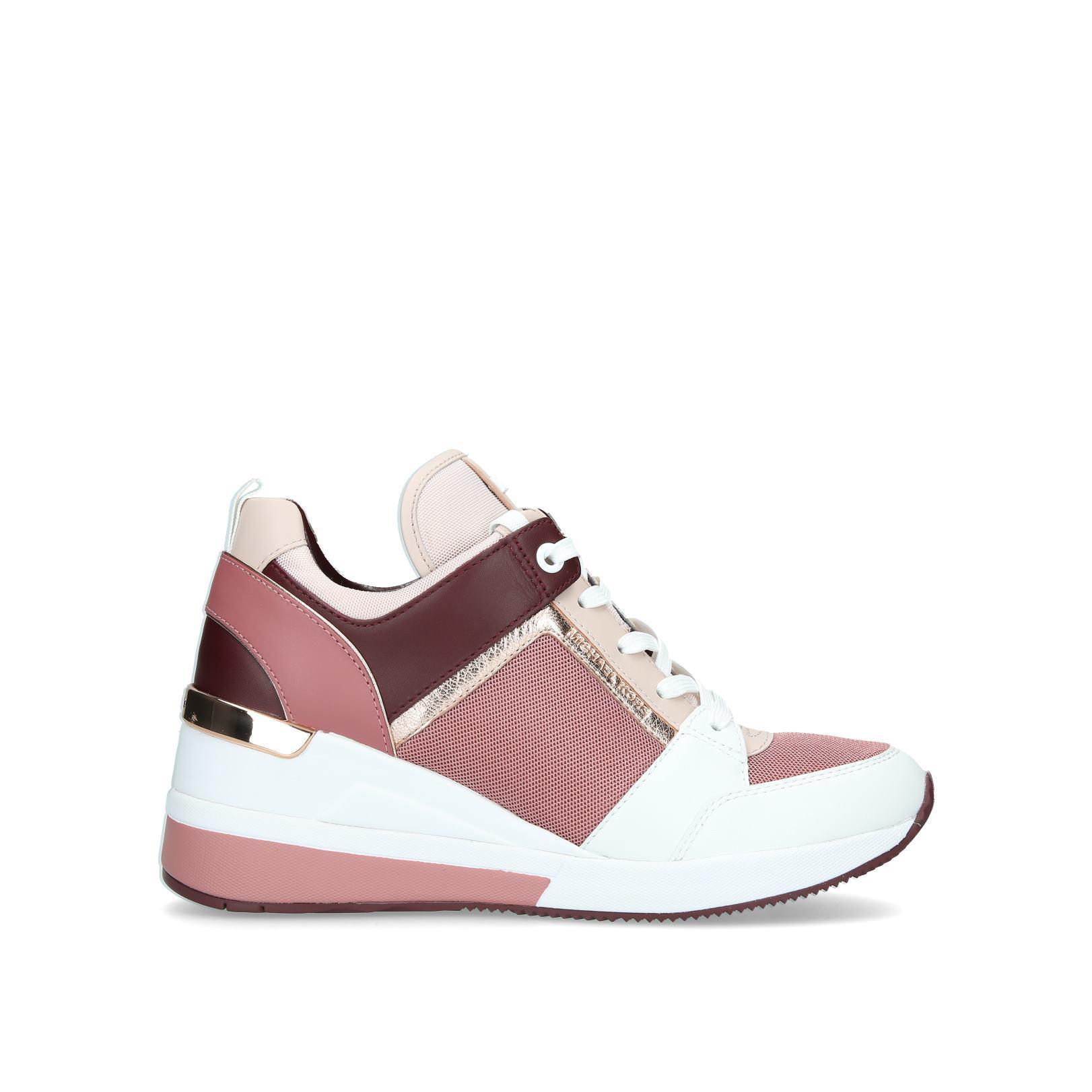 Michael Kors Billie Pink Leather  Suede Lace Up Trainer