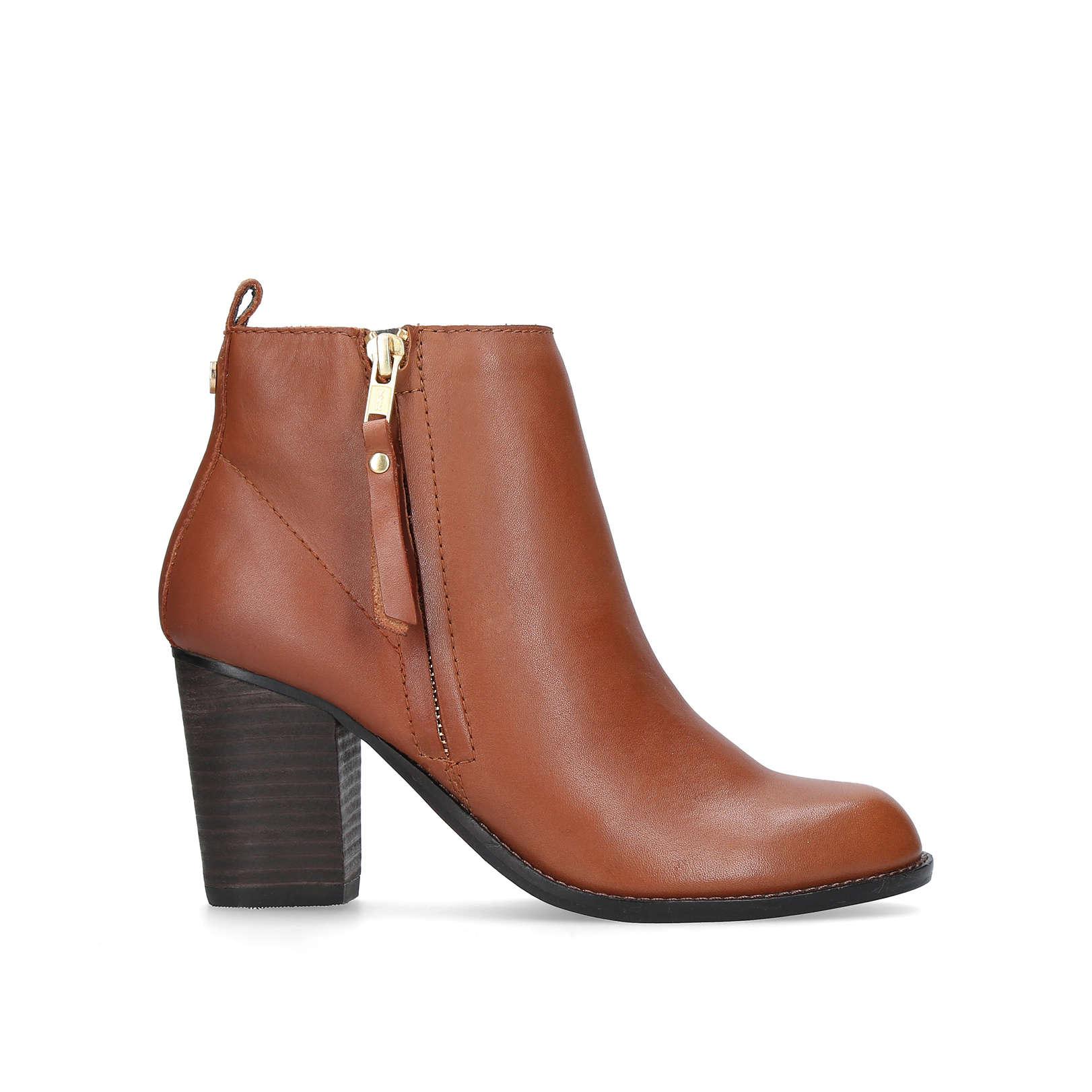 Carvela Kurt Geiger Leather Tanga Block Heeled Ankle Boots in Brown - Lyst