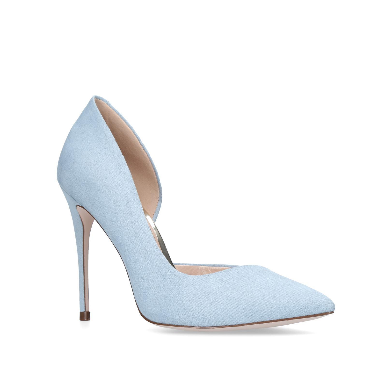 pale blue suede court shoes