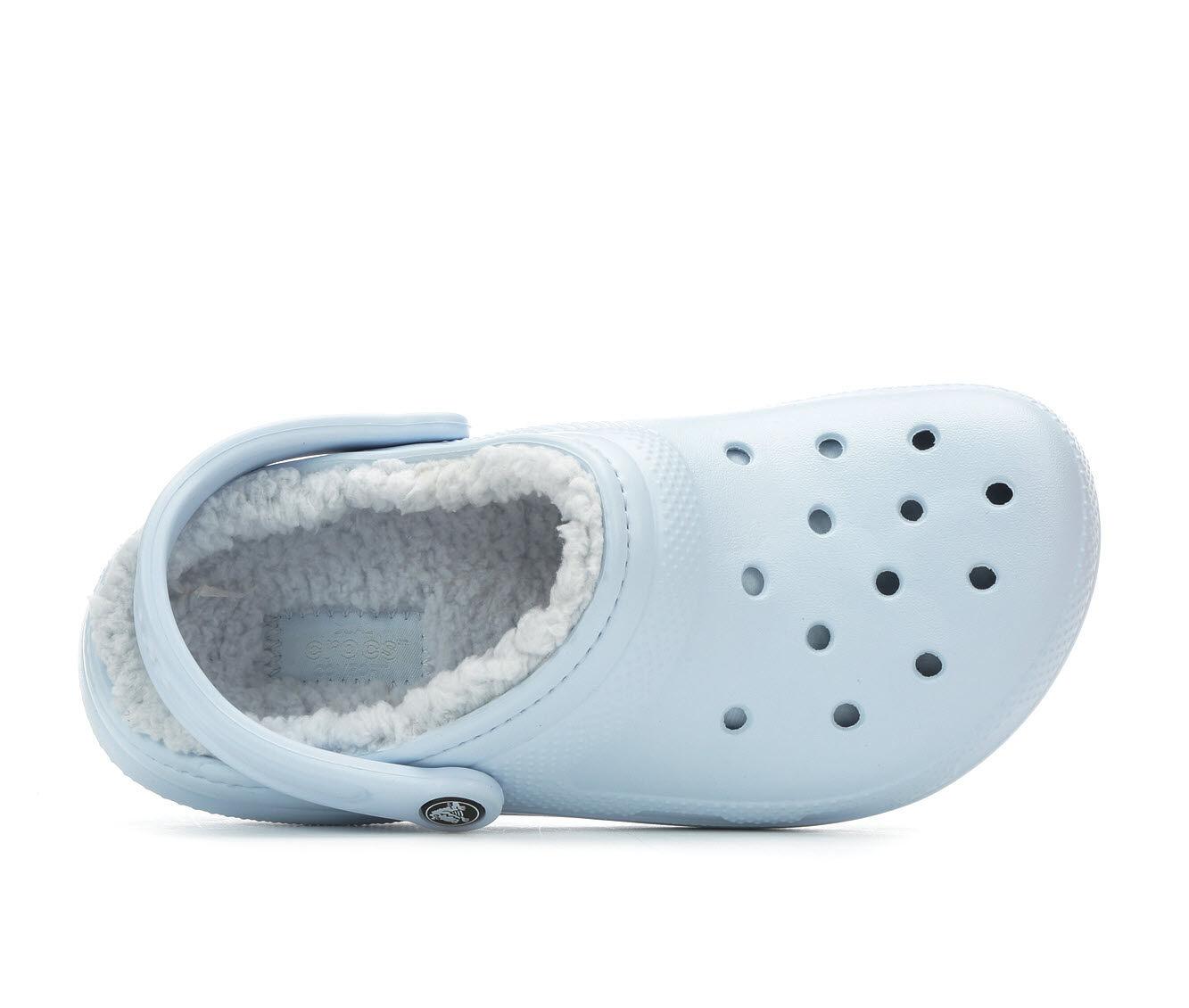 pale blue lined crocs